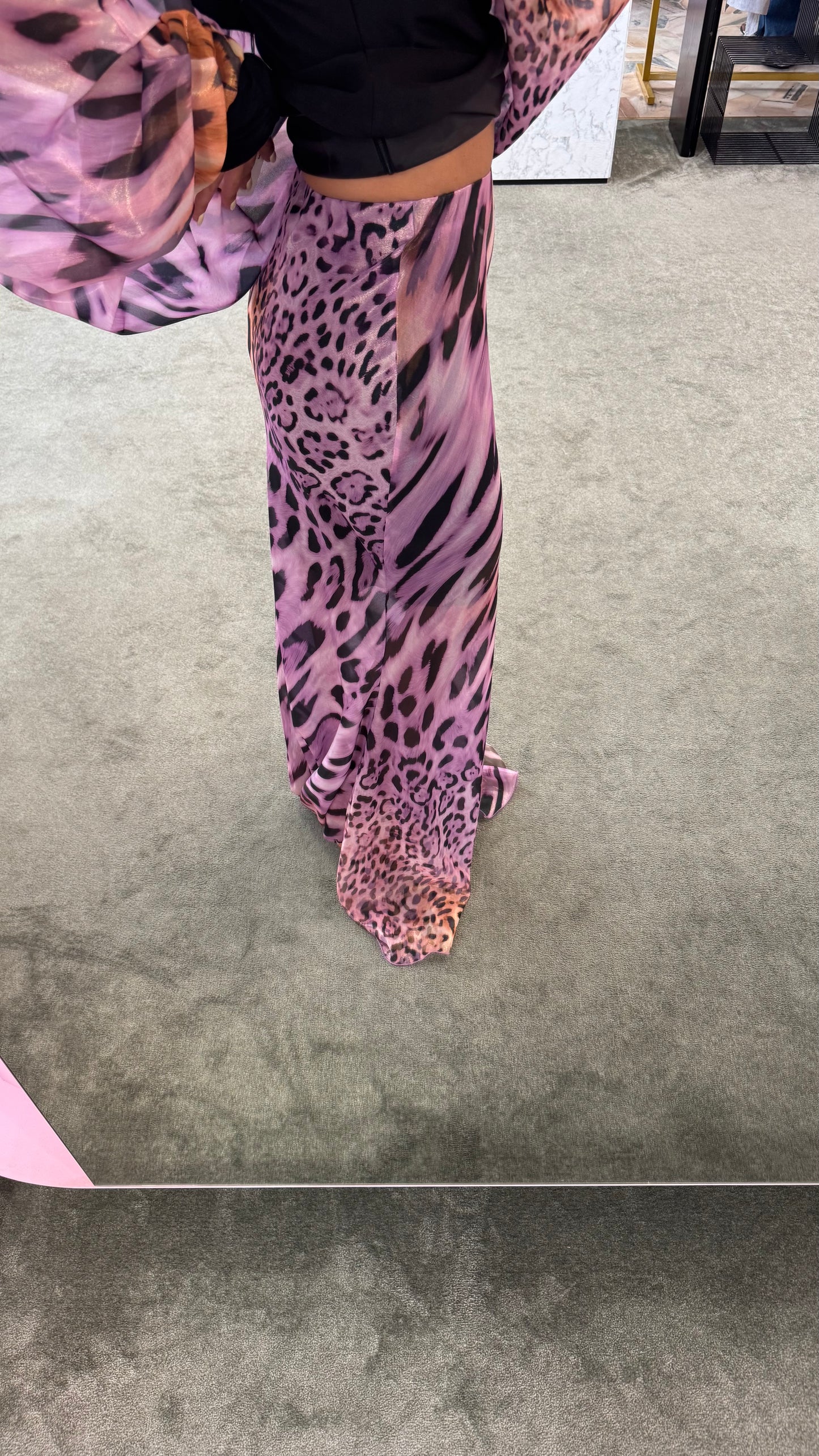 Gonna lunga leopardata laminata mq