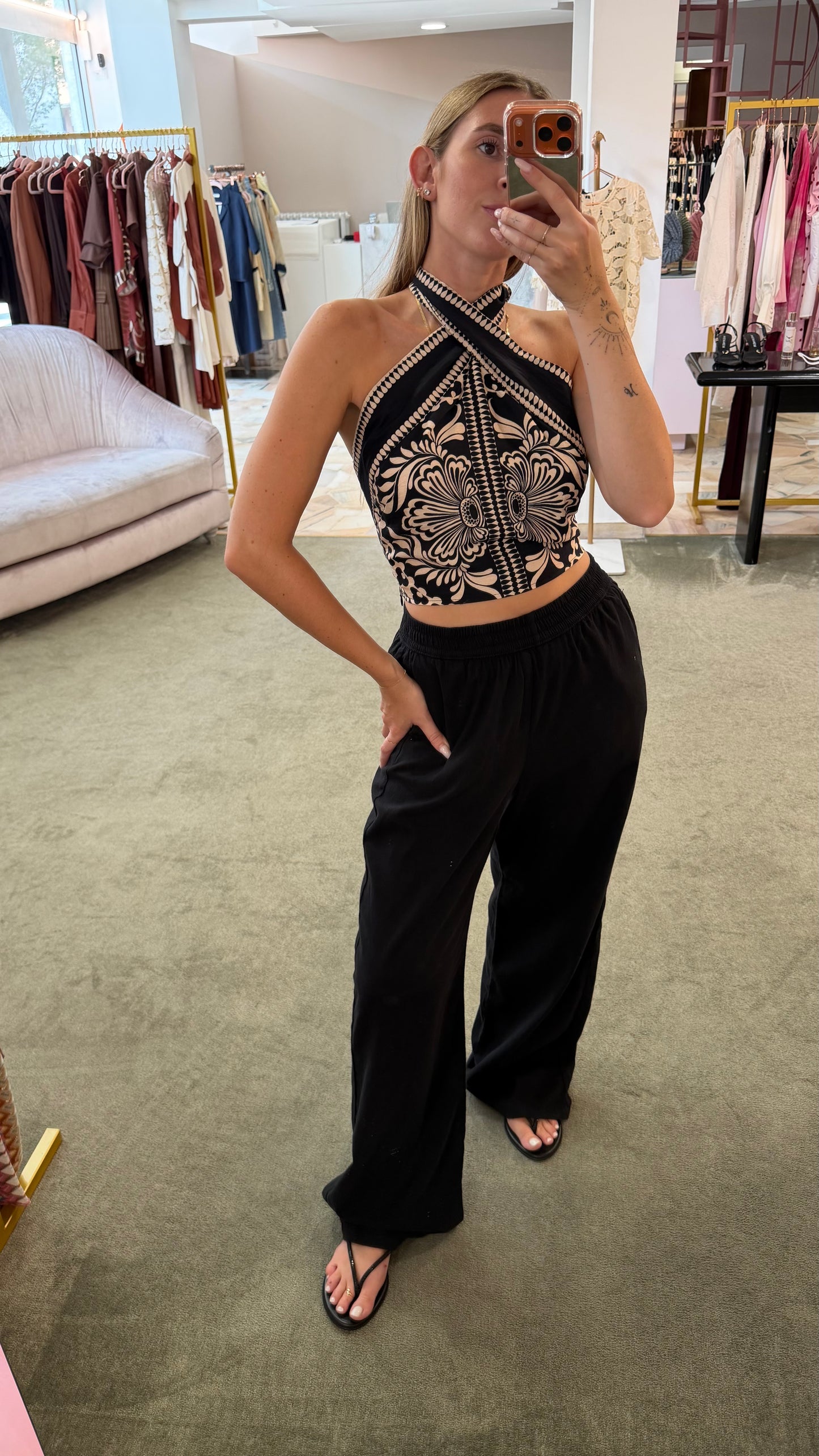 Pantaloni ella neri con elastico jx