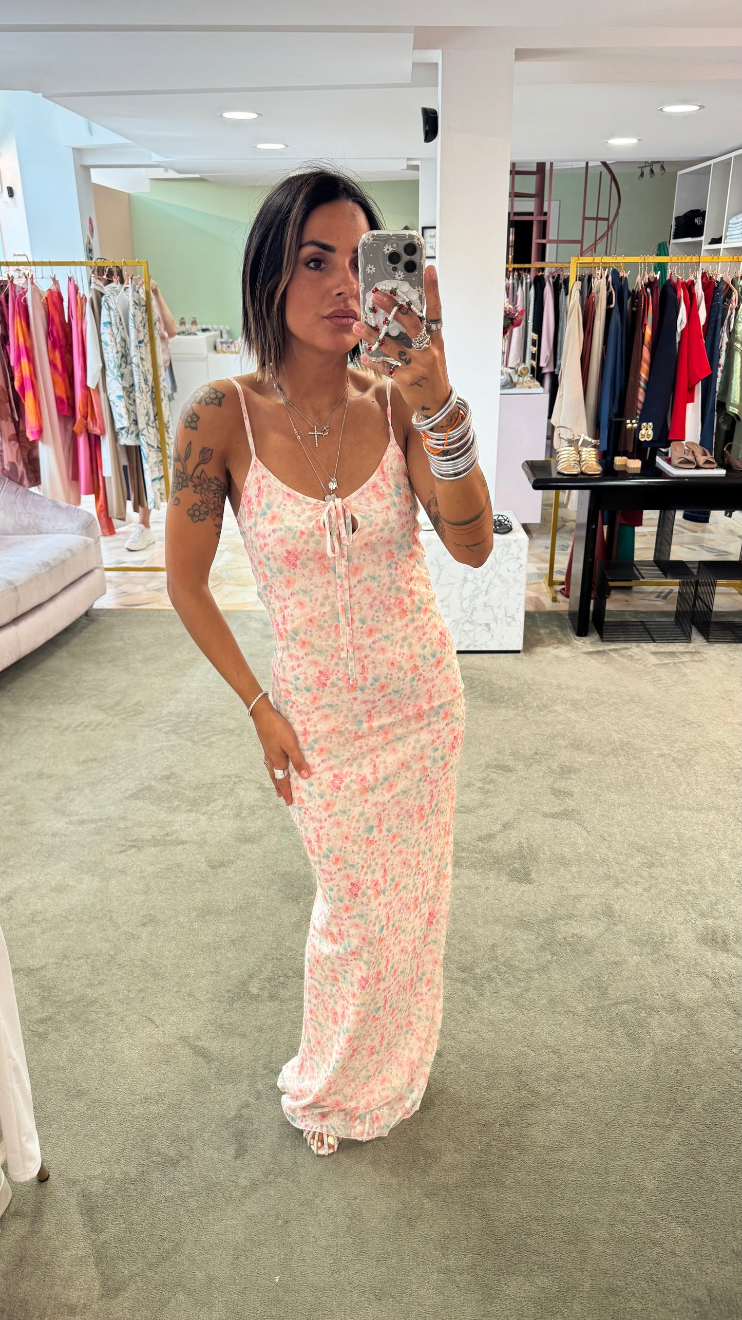 Abito lungo in tulle a fiori ks