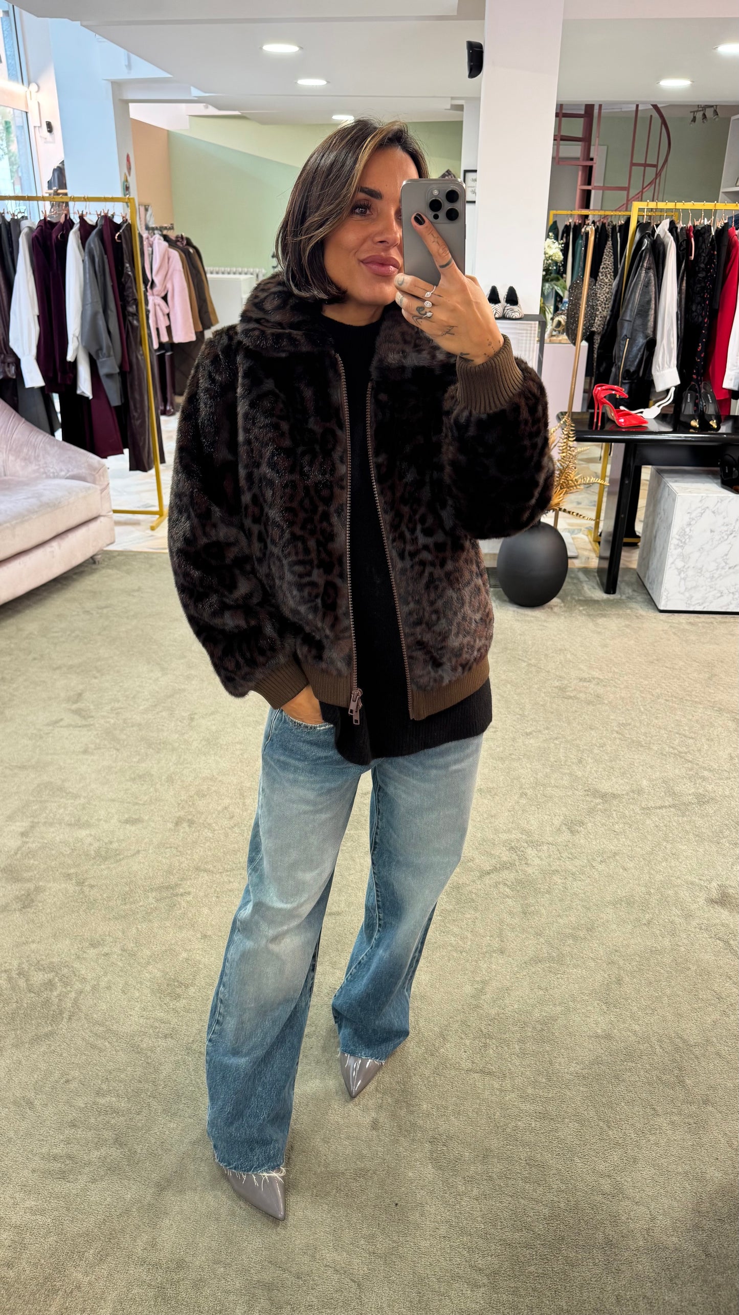 Bomber in ecopelliccia leopardato ay
