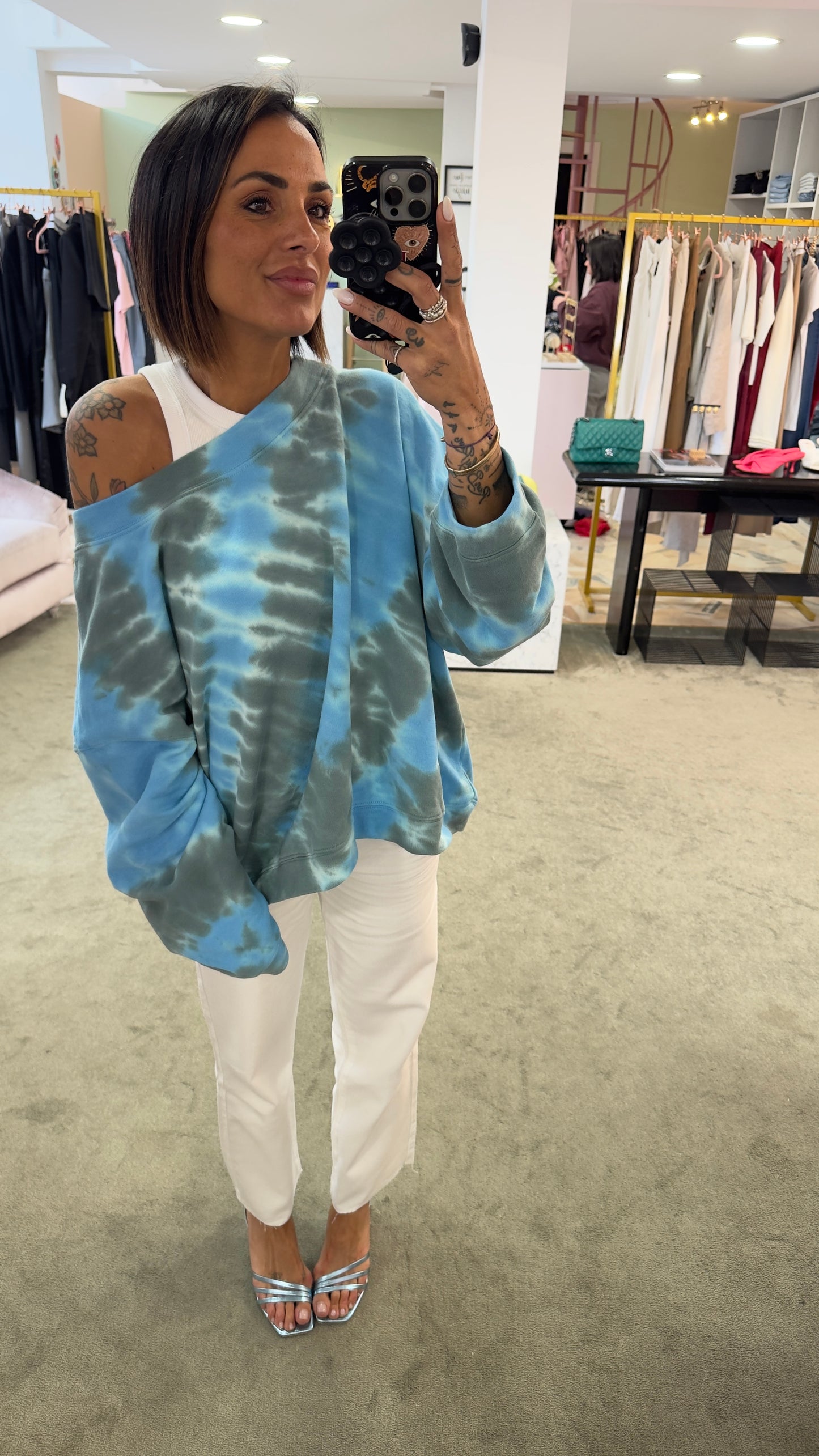Felpa azzurra tie-dye Don't@me