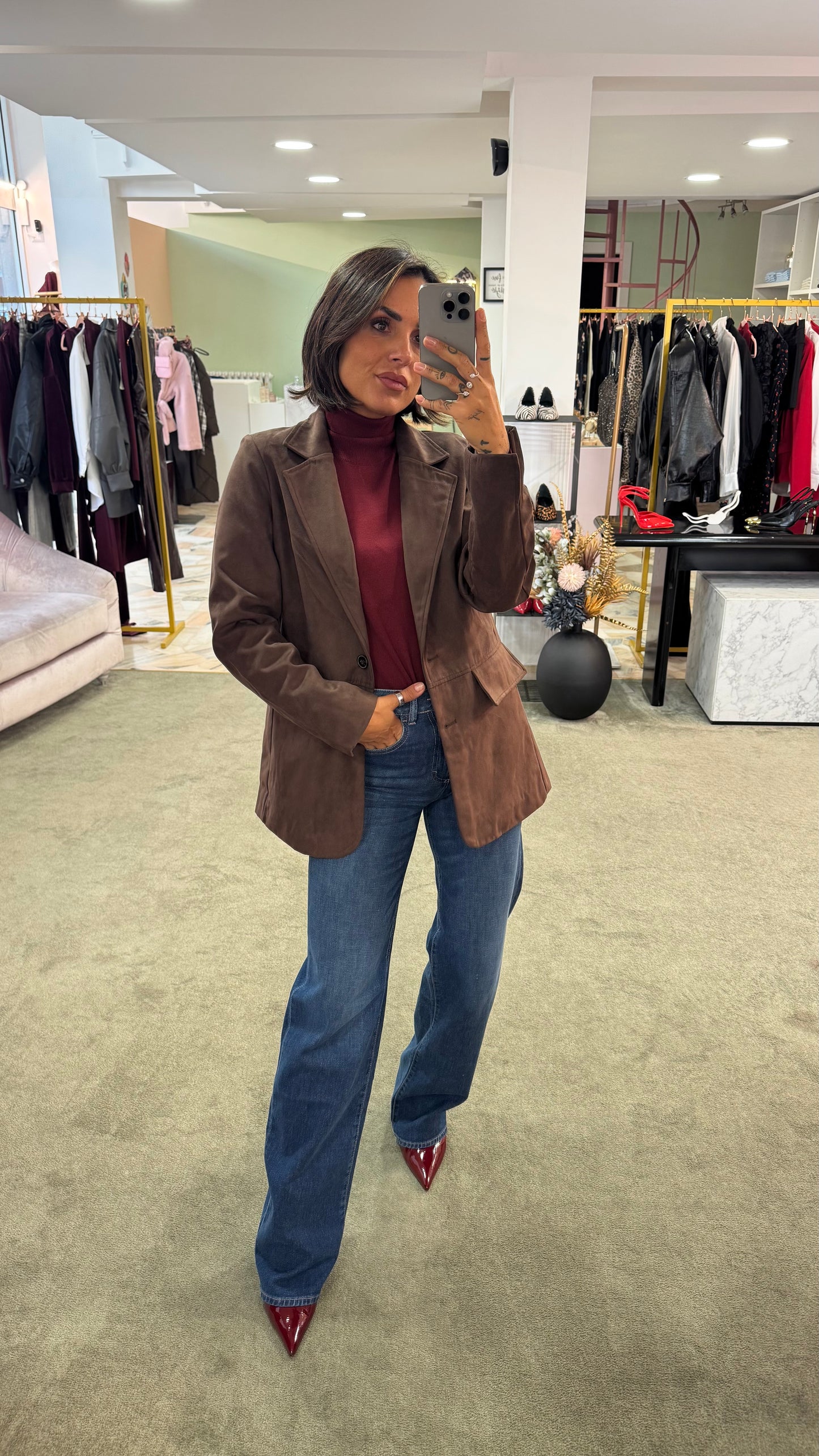 Blazer giacca scamosciata cioccolato sy