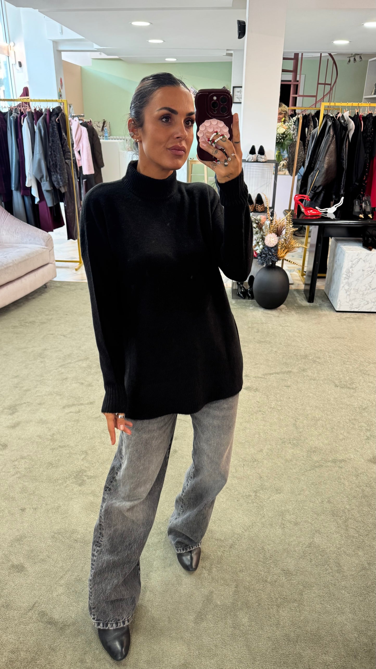 Maglione lupetto nero sy