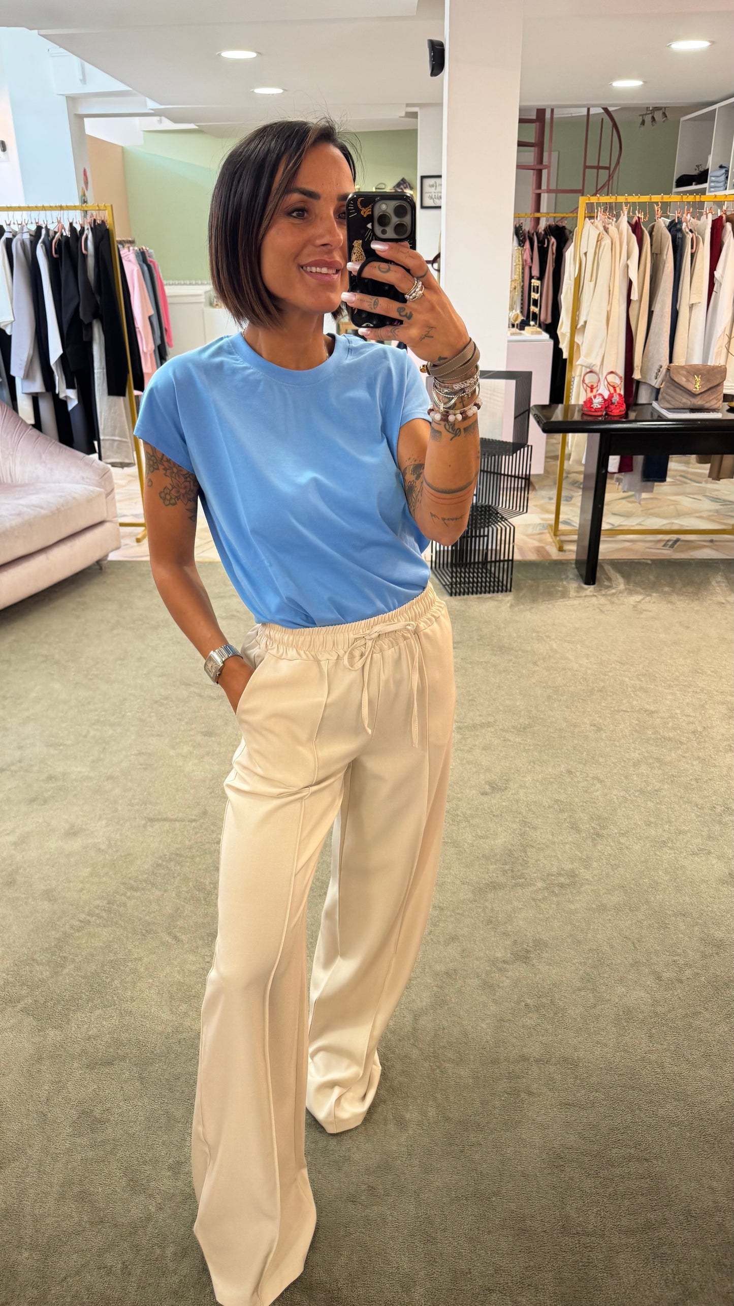 Pantaloni beige con coulisse ep