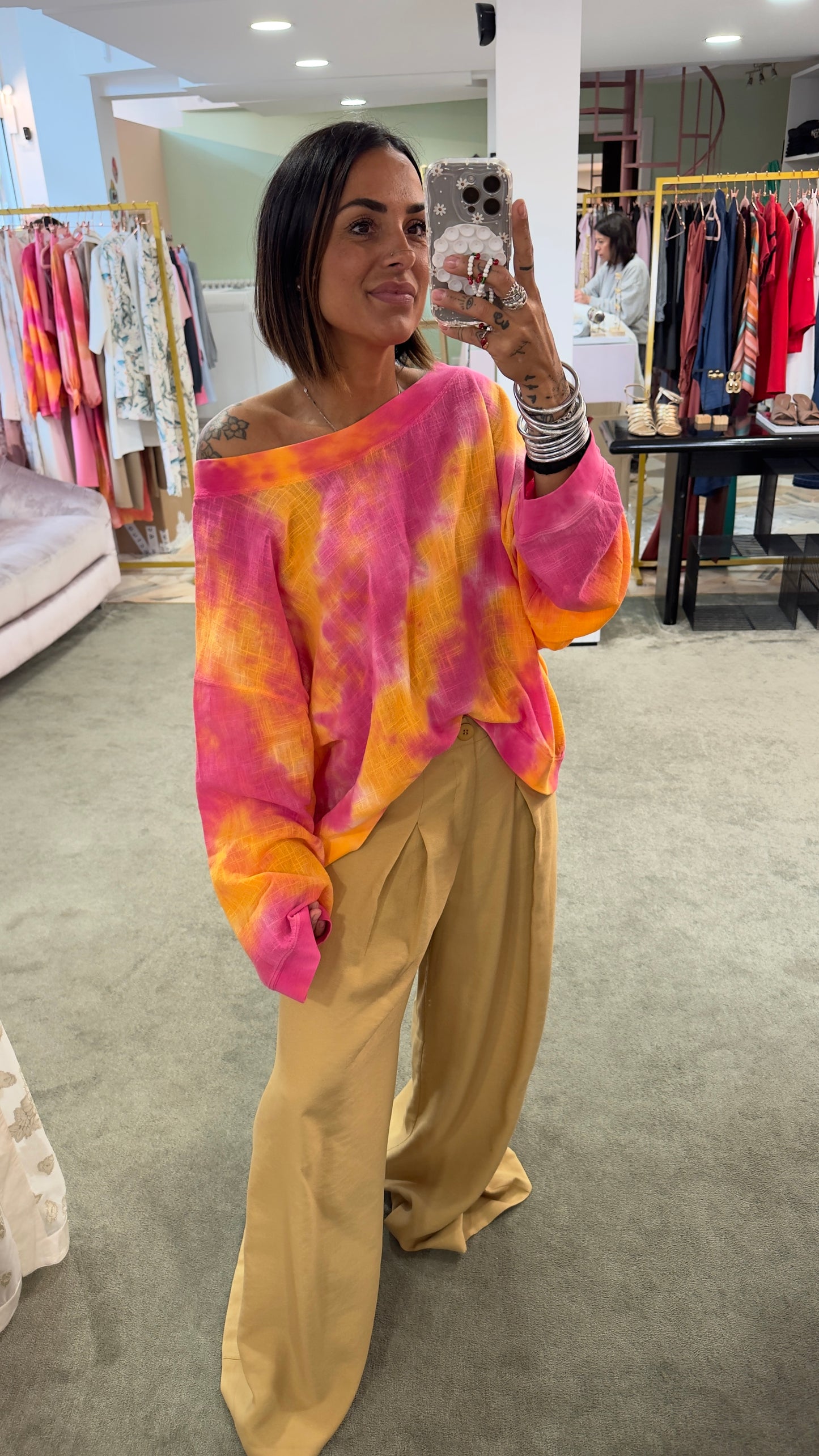 Felpa in garza fucsia tie-dye Don't@me