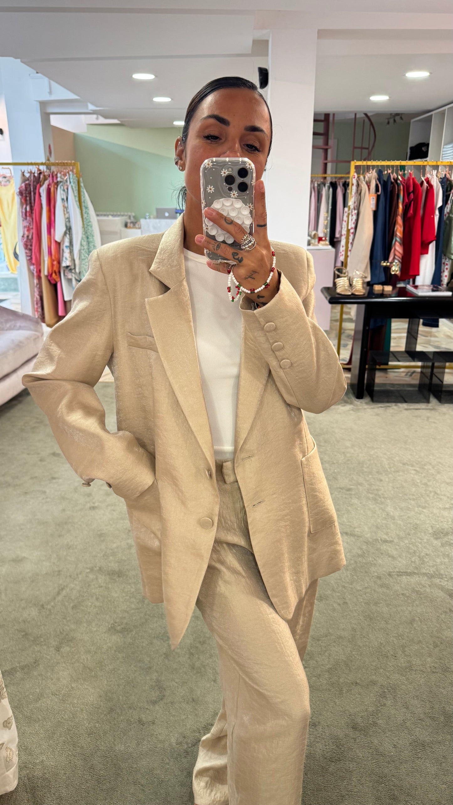 Blazer beige satin lucido Actualee