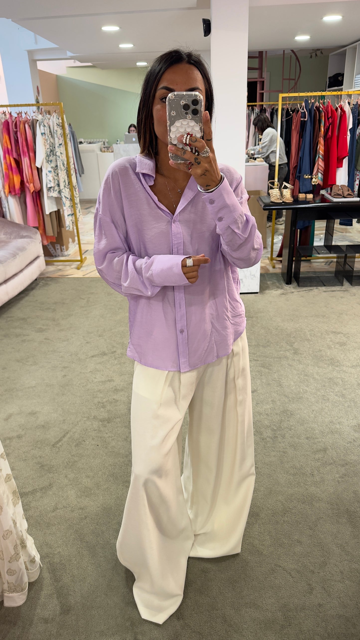 Camicia lilla in crepe ay