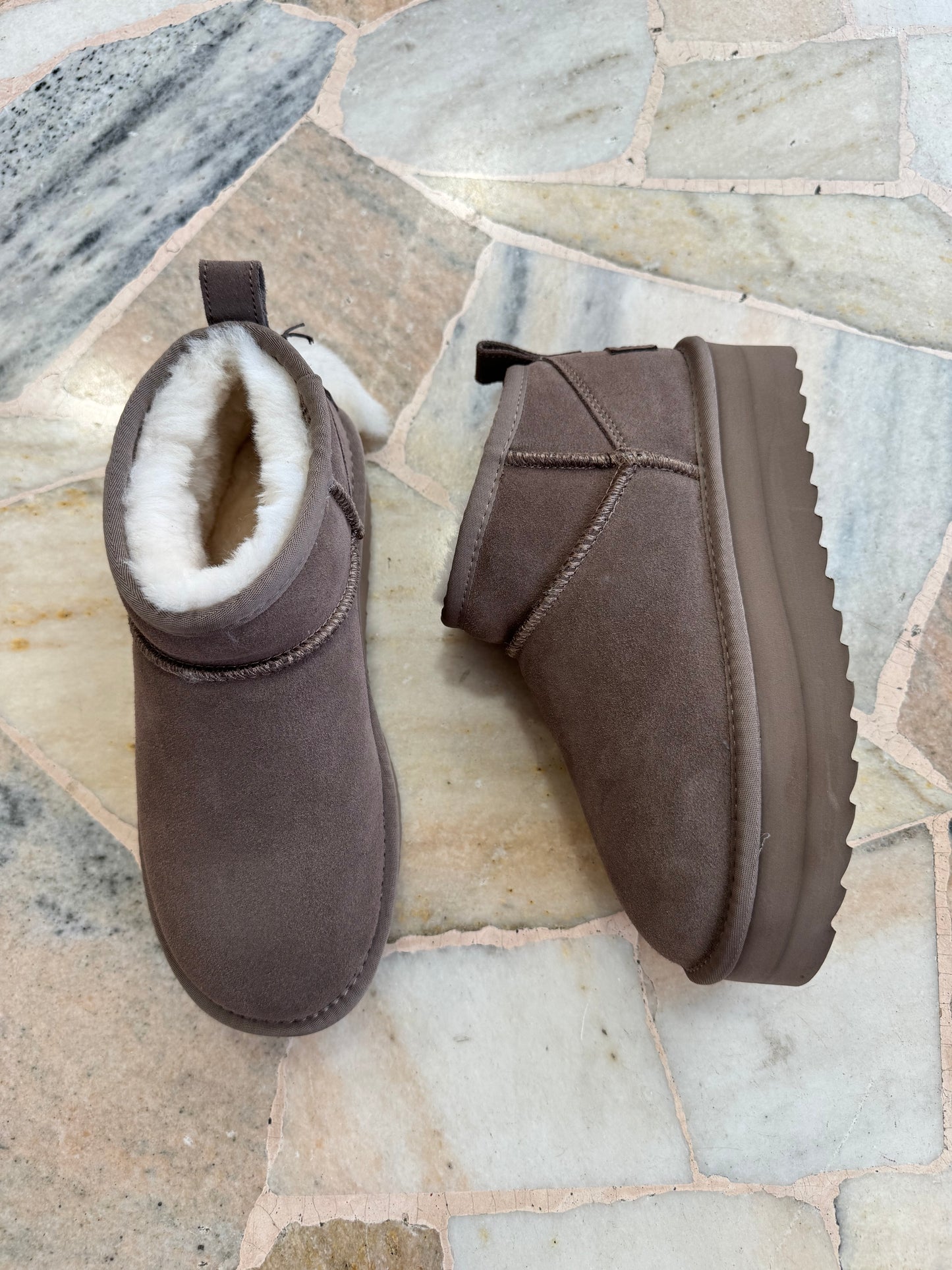 Ultra mini platform tortora scamosciato