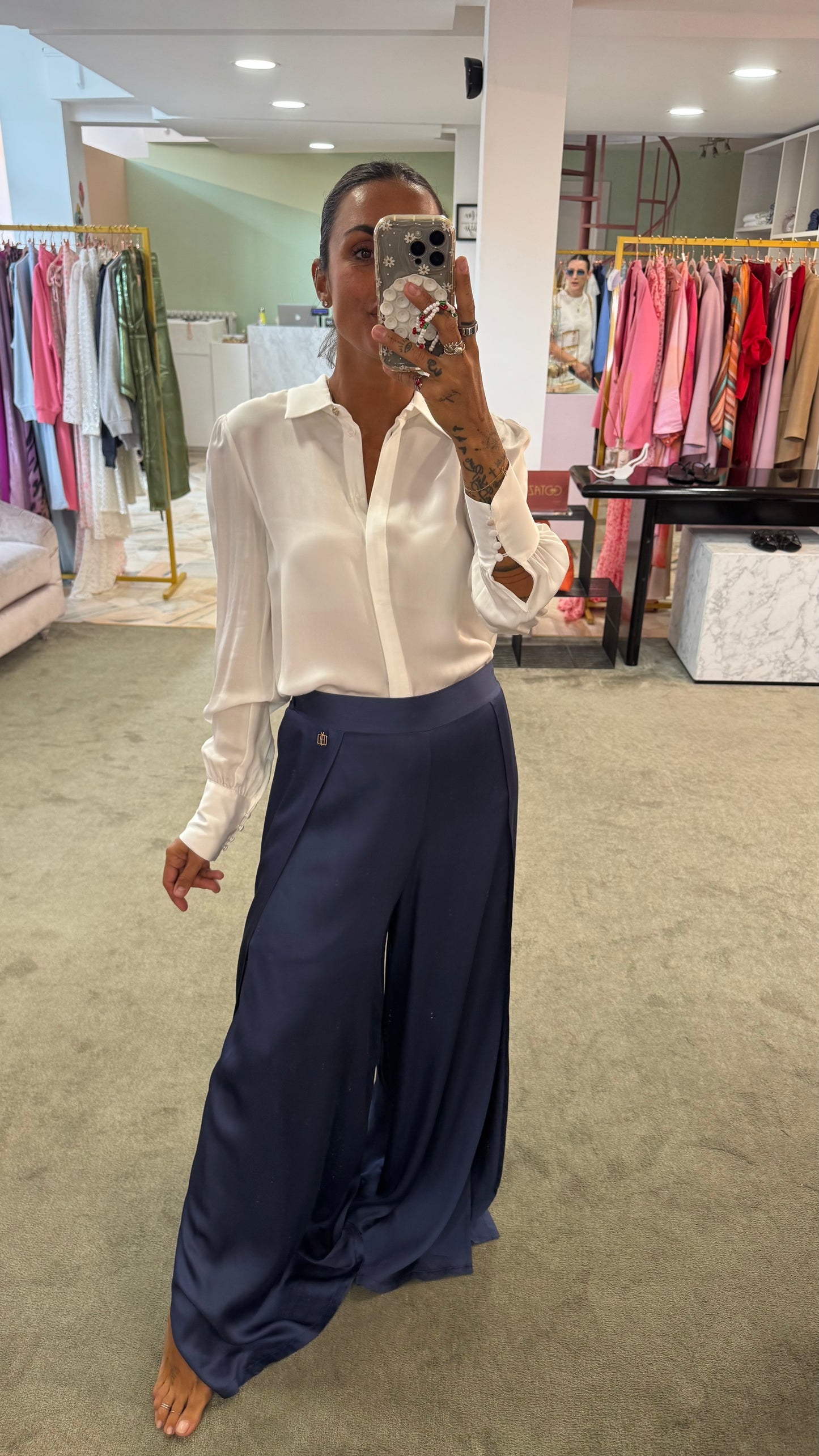 Camicia bianca in crepe fr