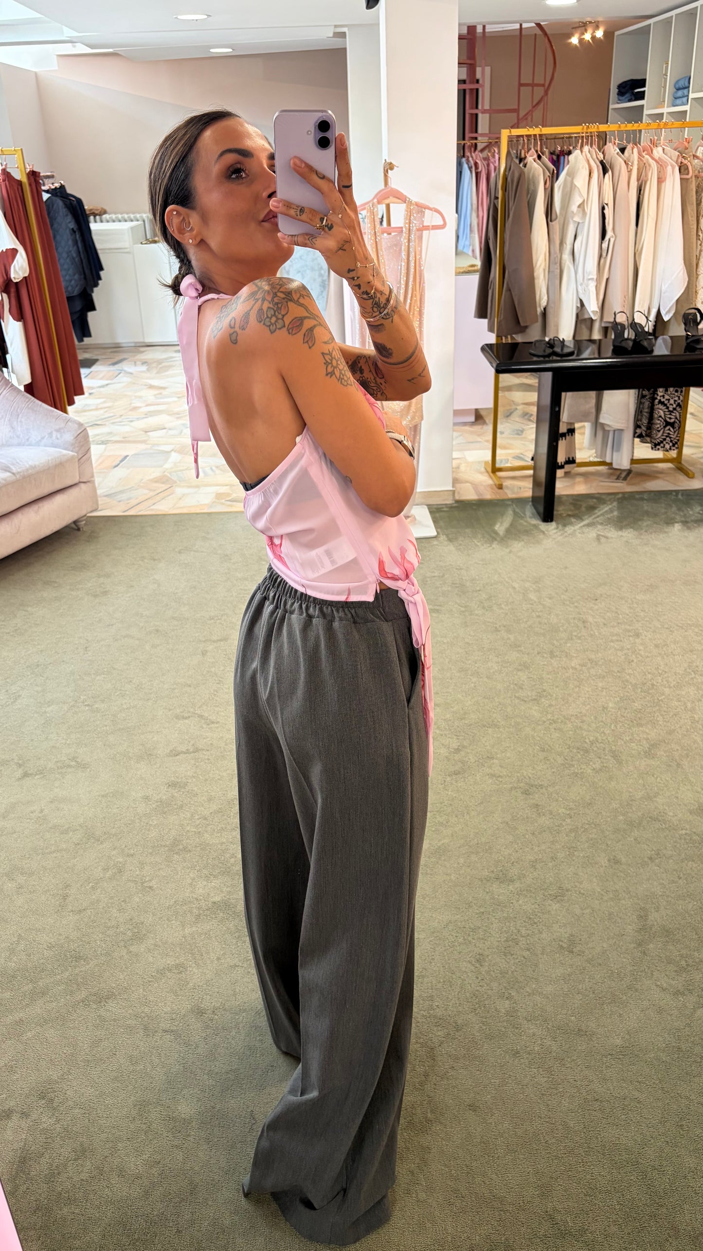 Pantaloni grigio medio wide leg fr A/I26