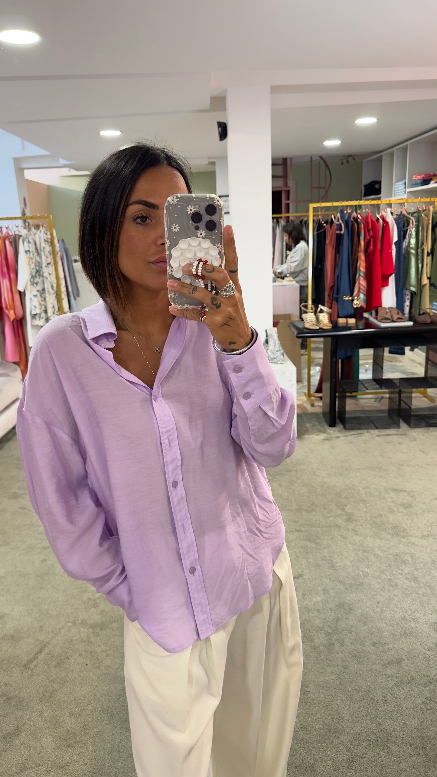 Camicia lilla in crepe ay