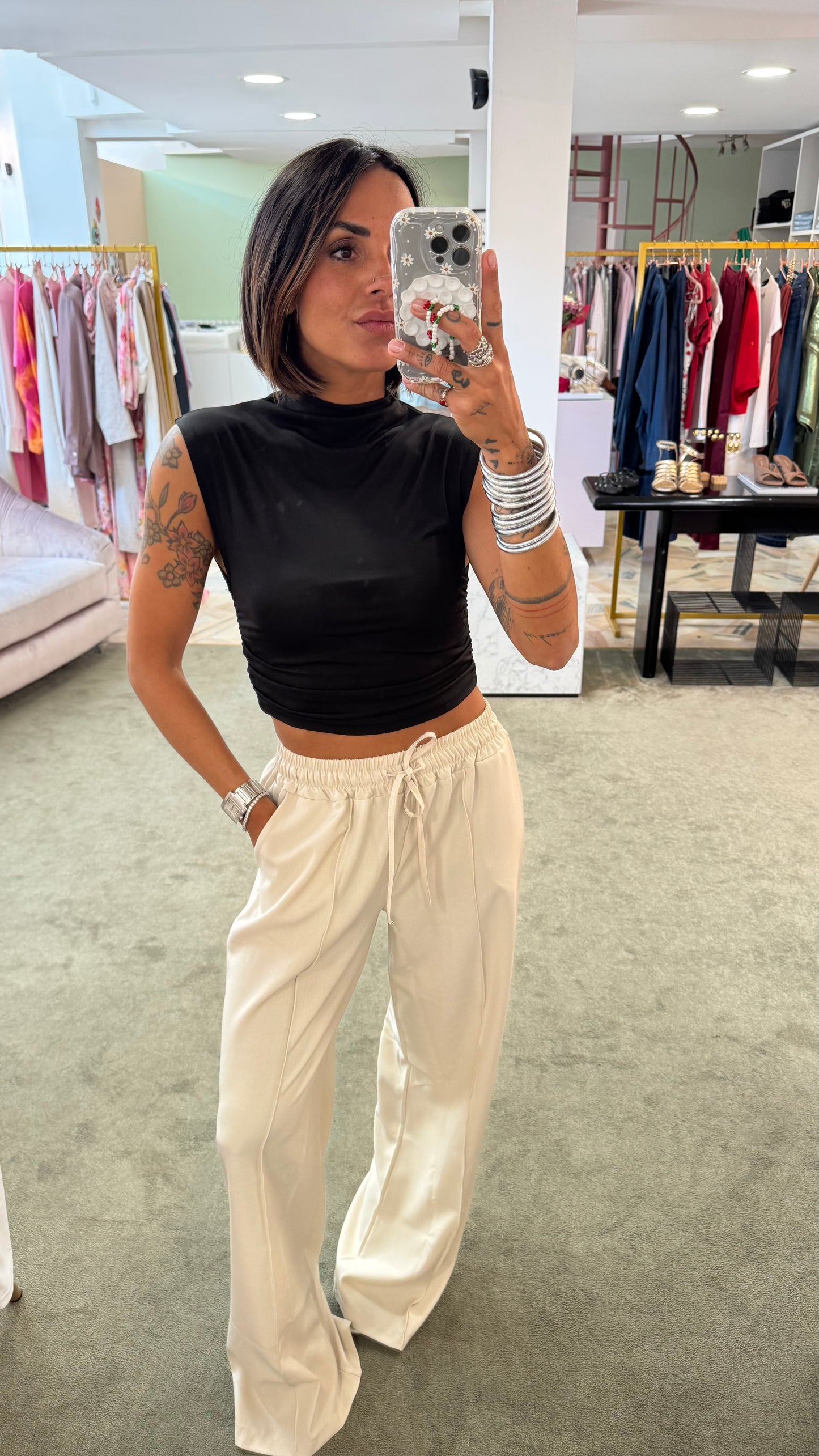 Top kylie nero in lycra gl