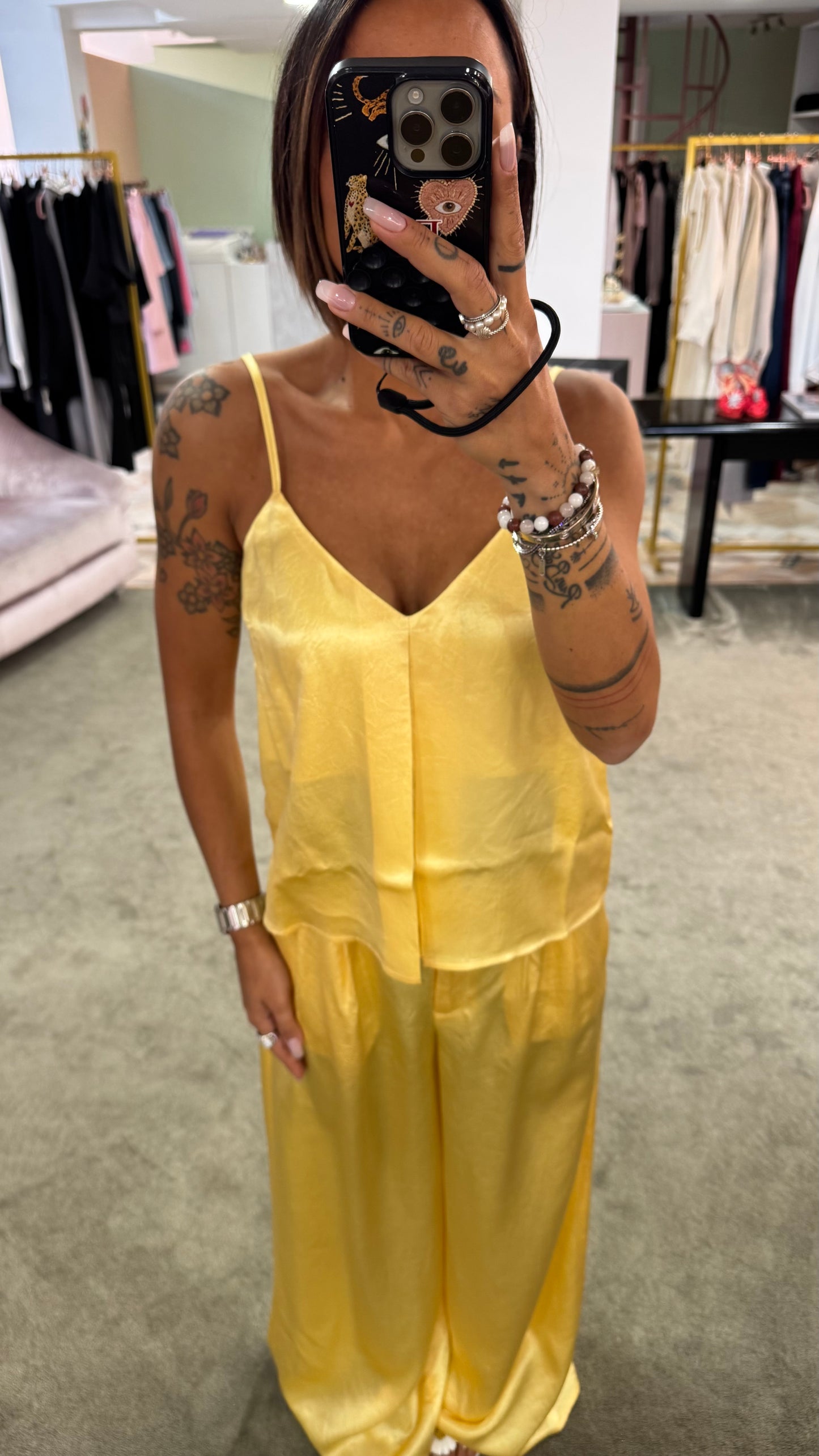 Canotta gialla in satin sl