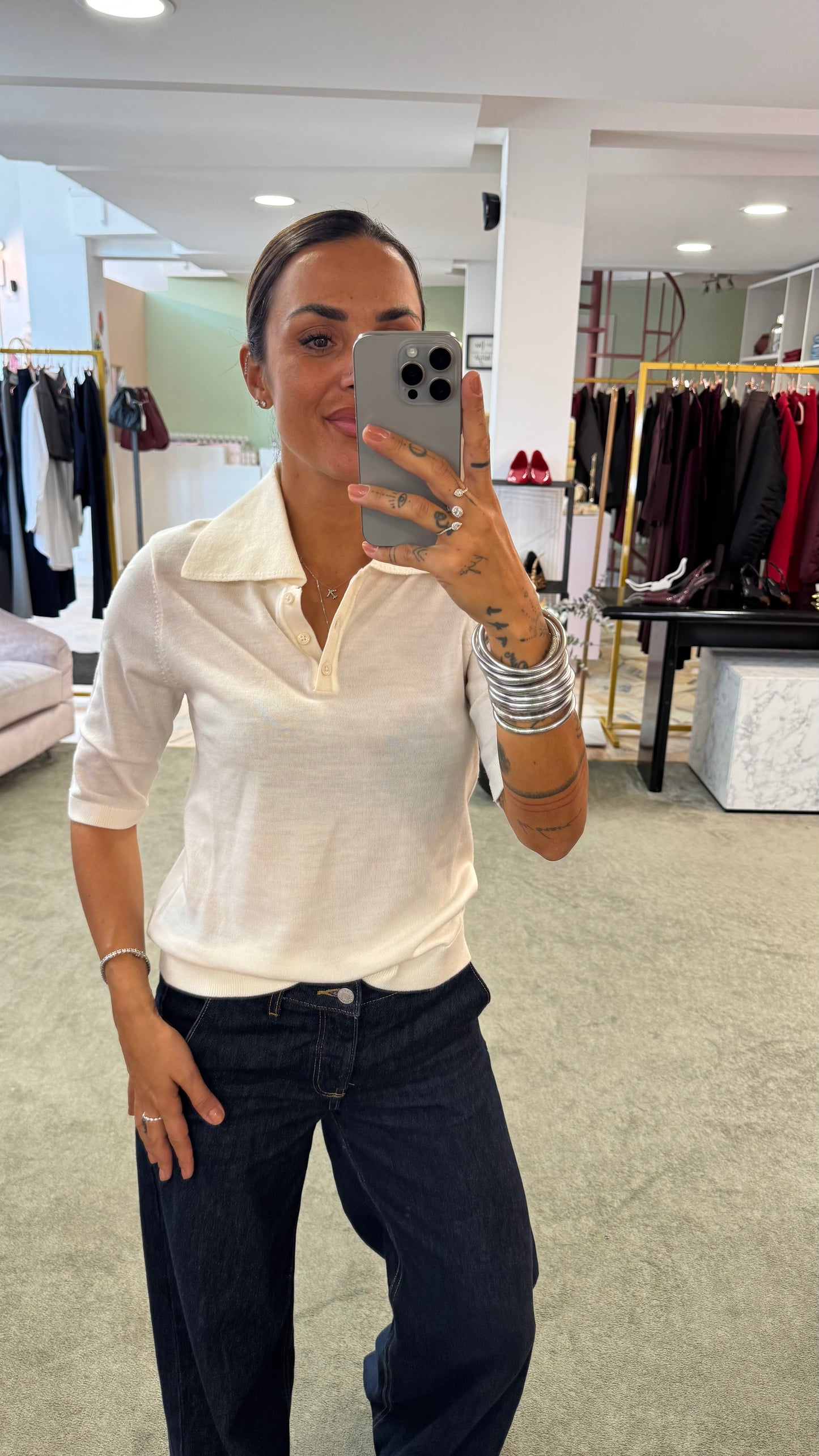 Polo panna maniche corte in lana sl