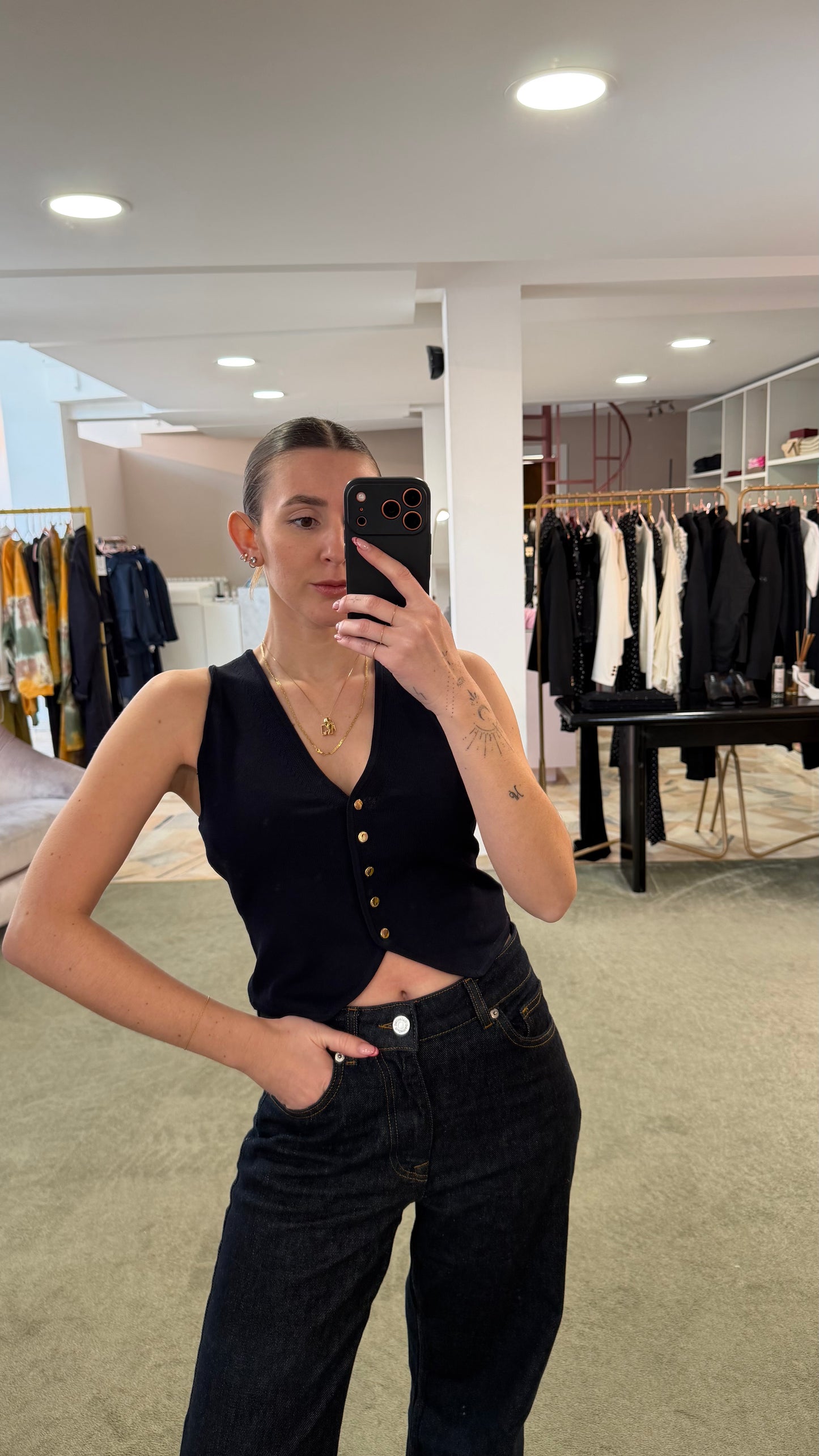 Gilet blu notte in viscosa fr