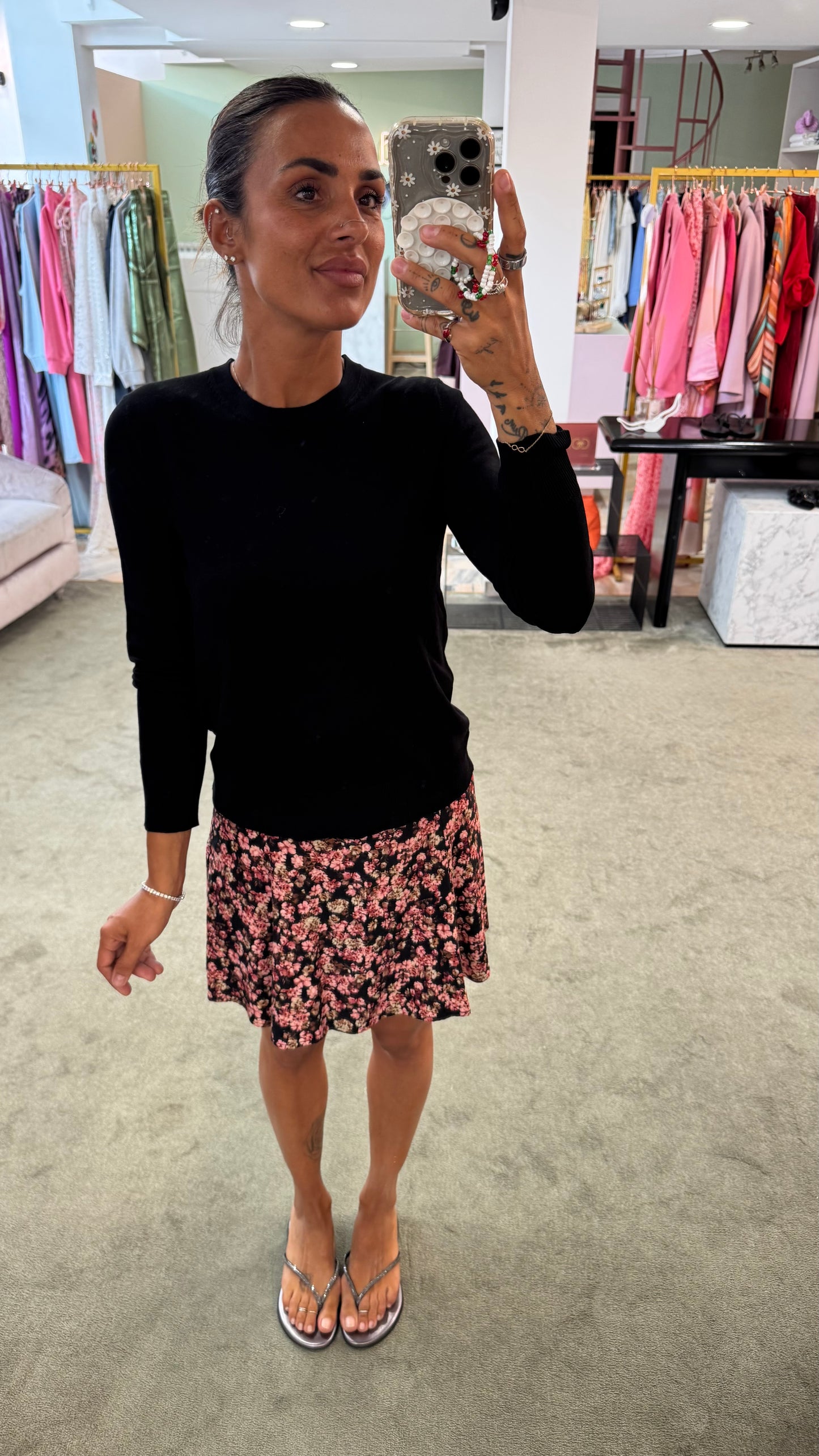 Maglione nero girocollo in viscosa jx