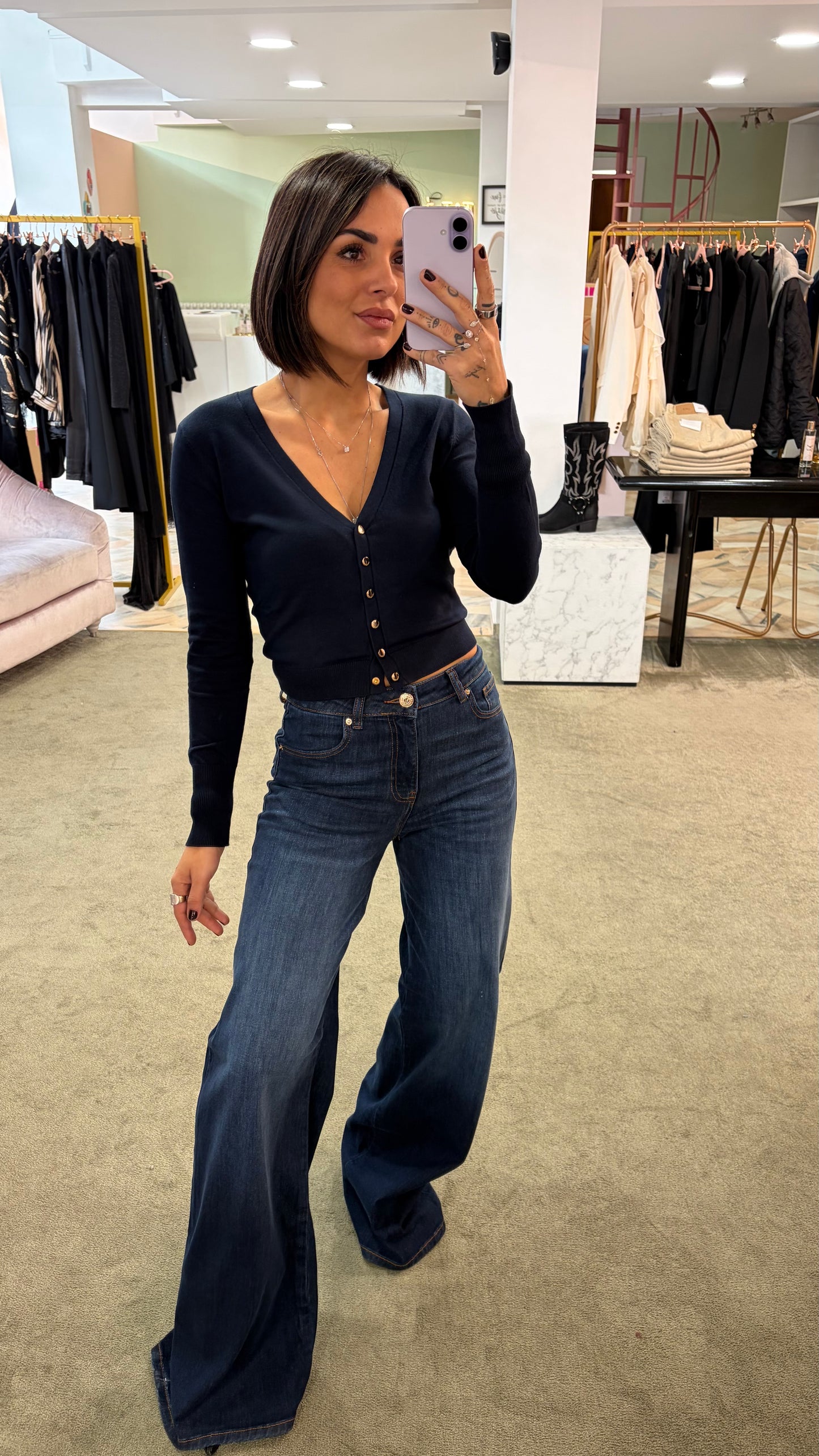 Cardigan mini blu notte in viscosa fr