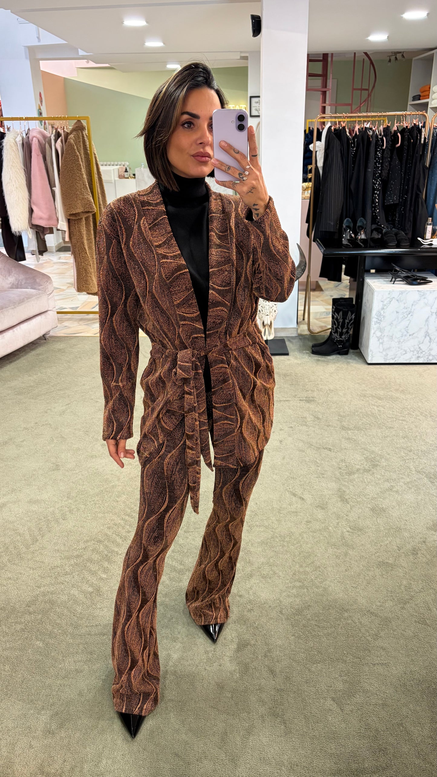 Cardigan fantasia ruggine lurex mq