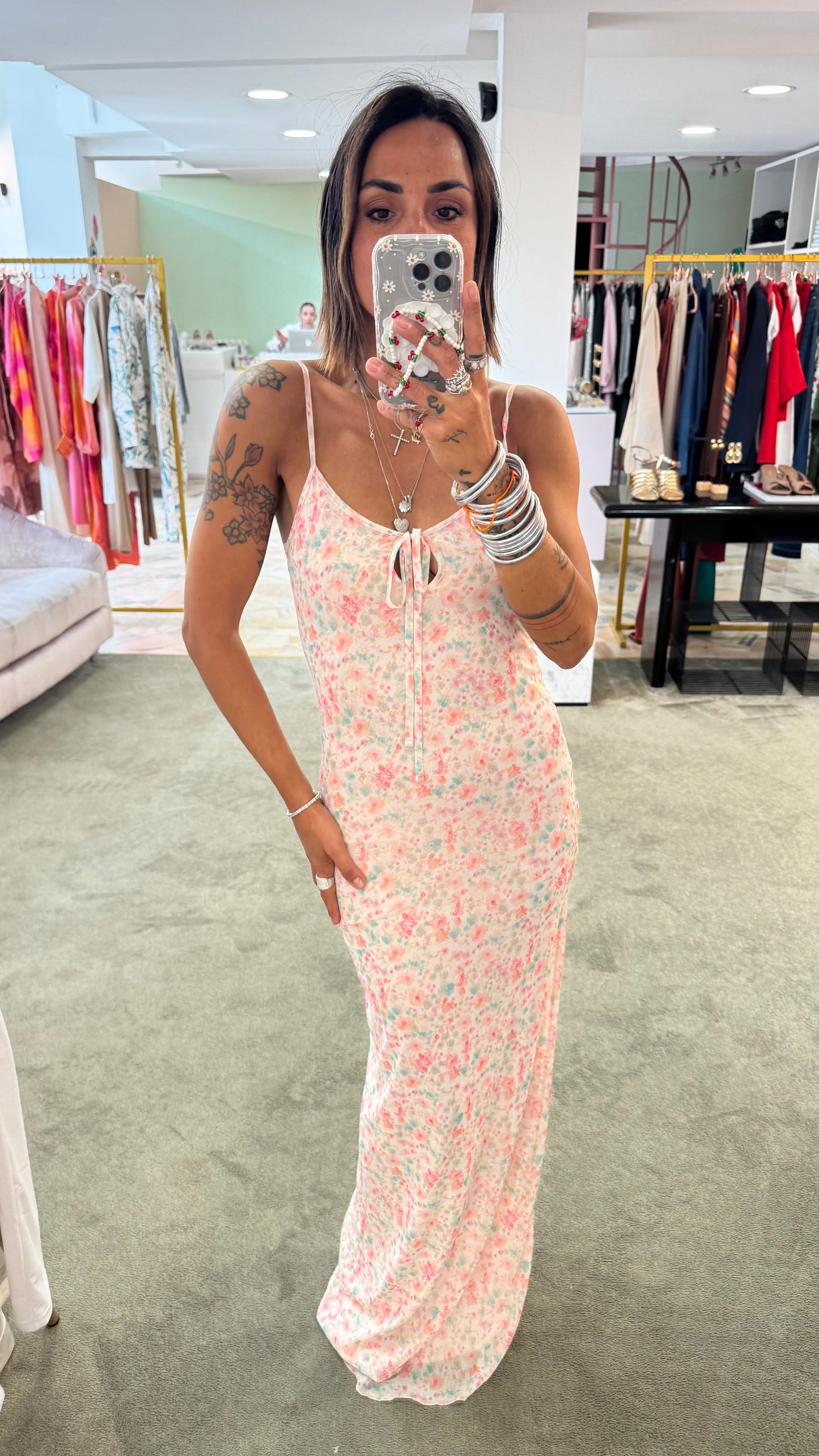 Abito lungo in tulle a fiori ks