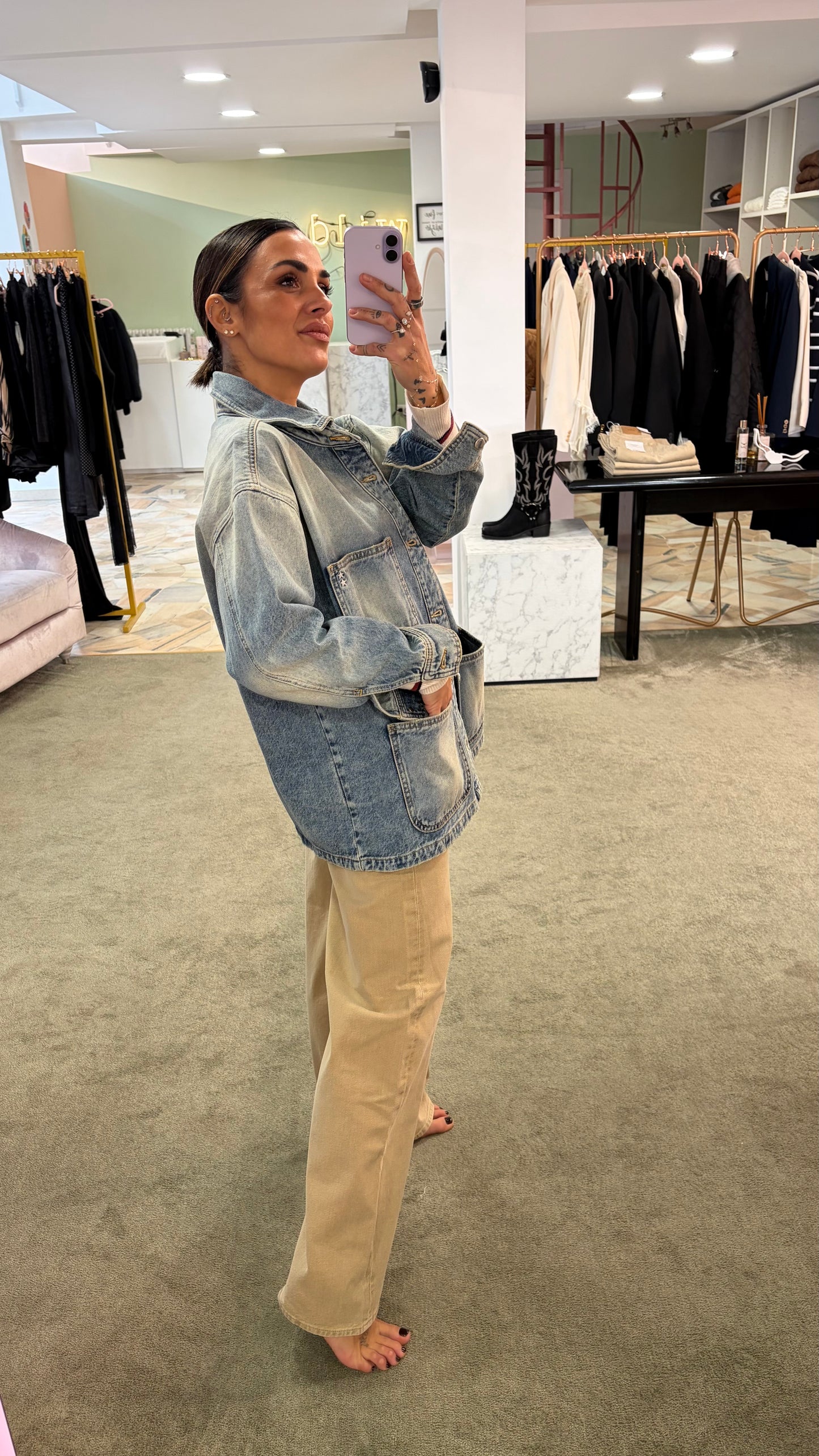 Giacca over in denim smoke Icon