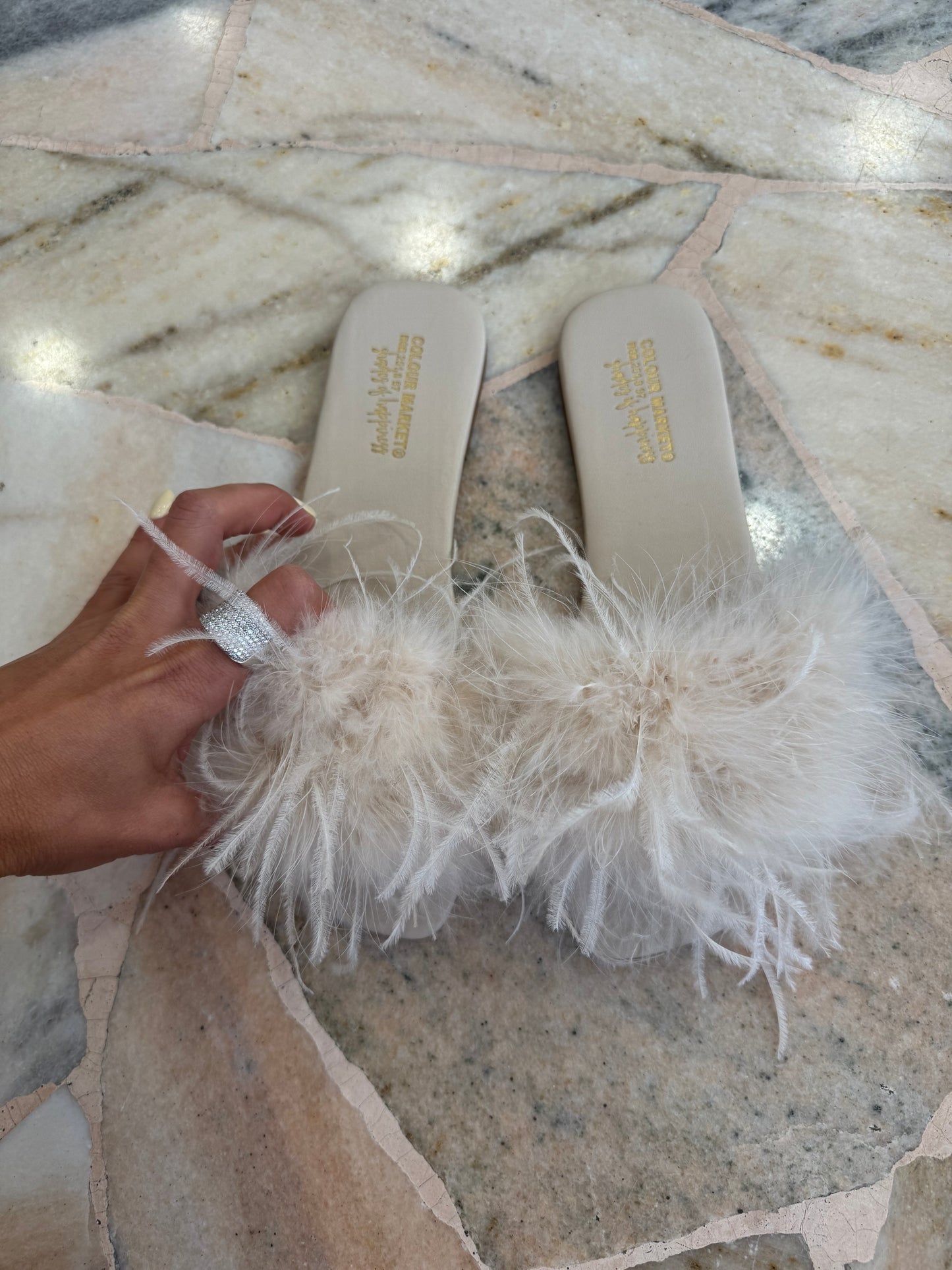 Ciabattina marabù bianco panna