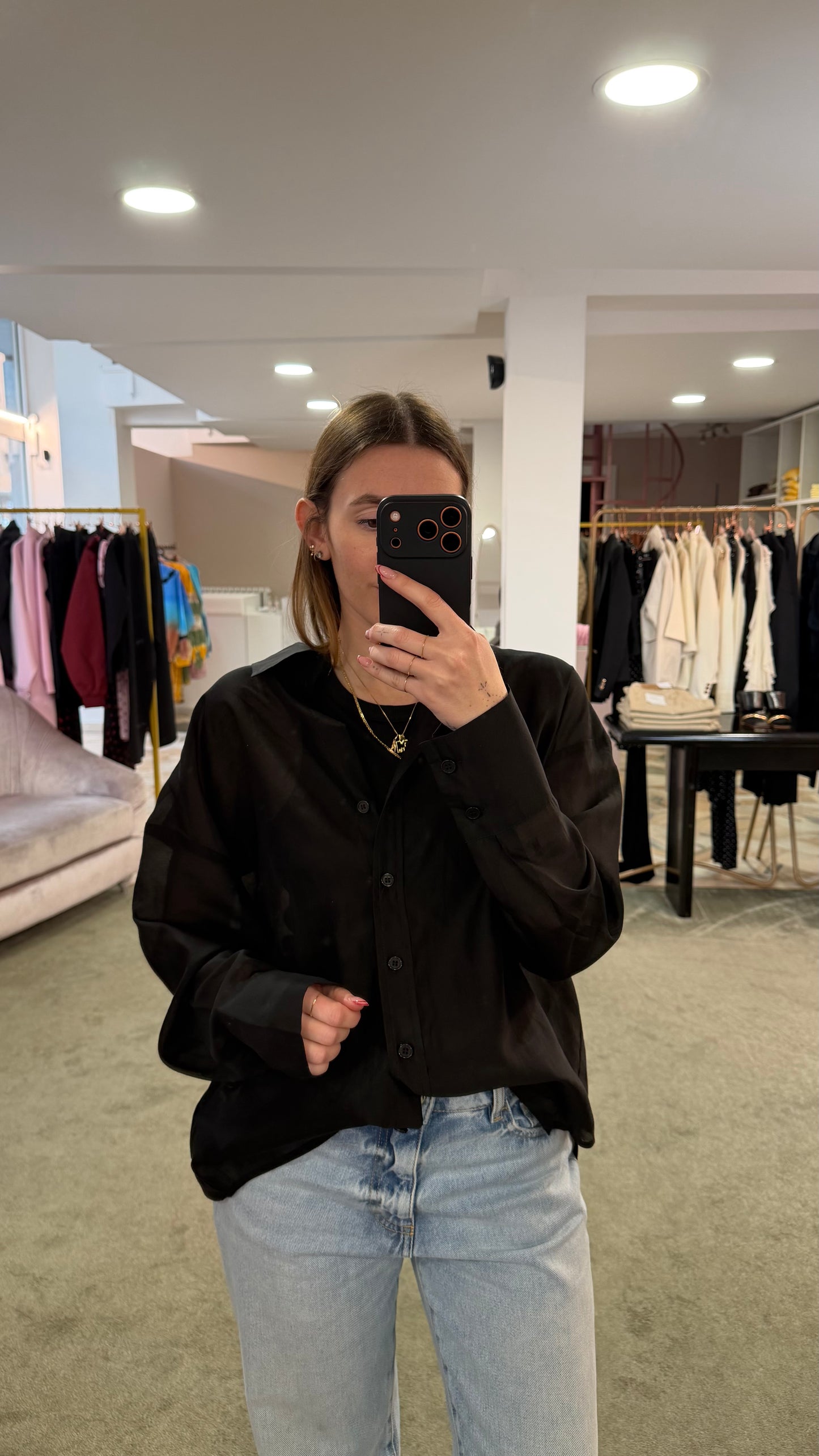 Camicia nera over in tencel ay