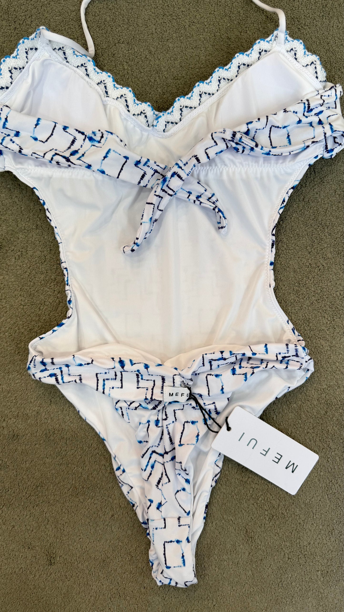 Costume intero bianco fantasia azzurra Me Fui