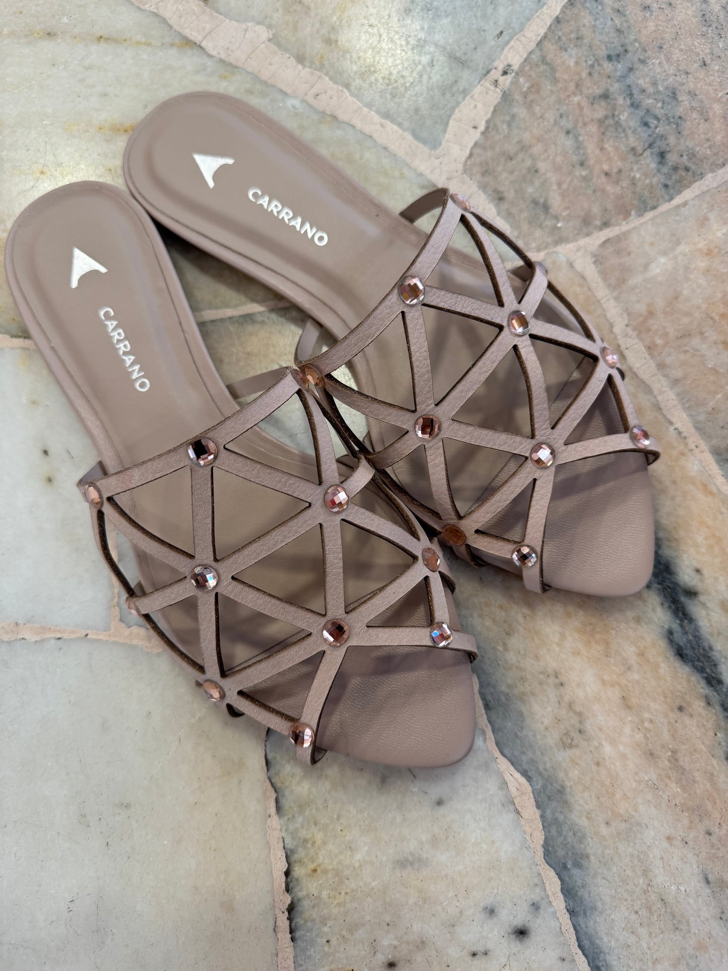 Ciabattina nude rete crystal
