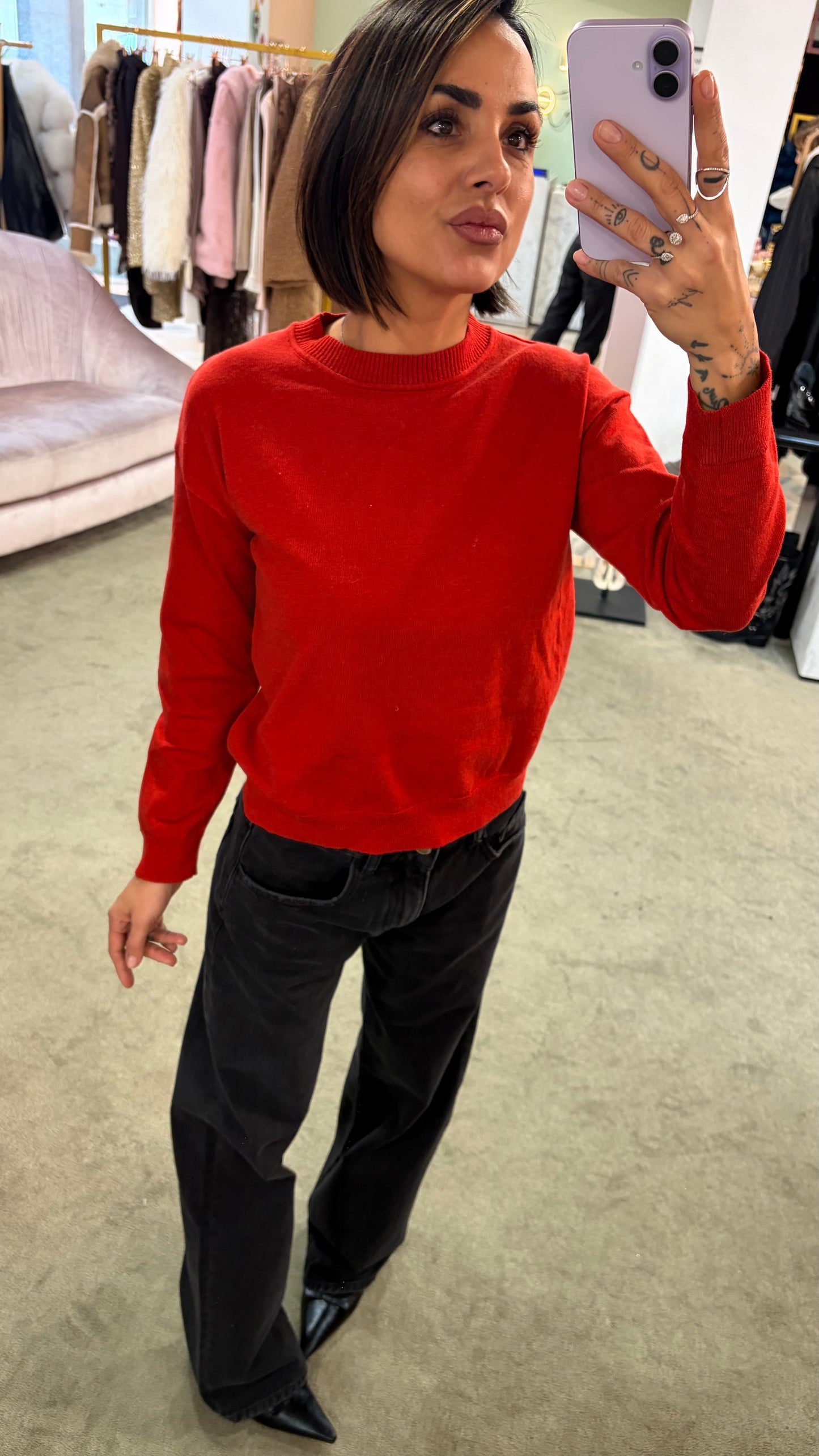 Maglione girocollo rosso ay