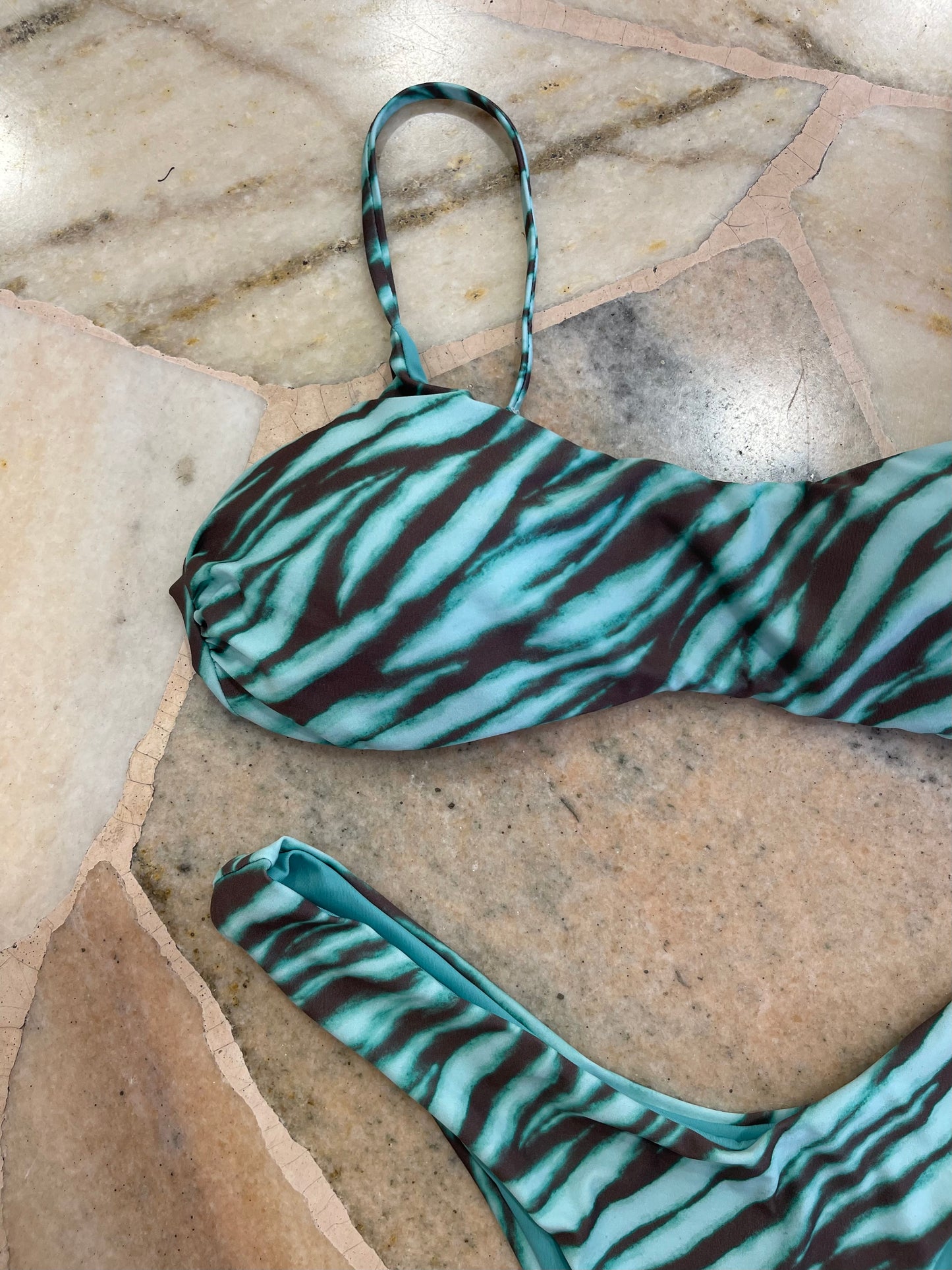 Bikini fascia zebrato verde azzurro Matinée