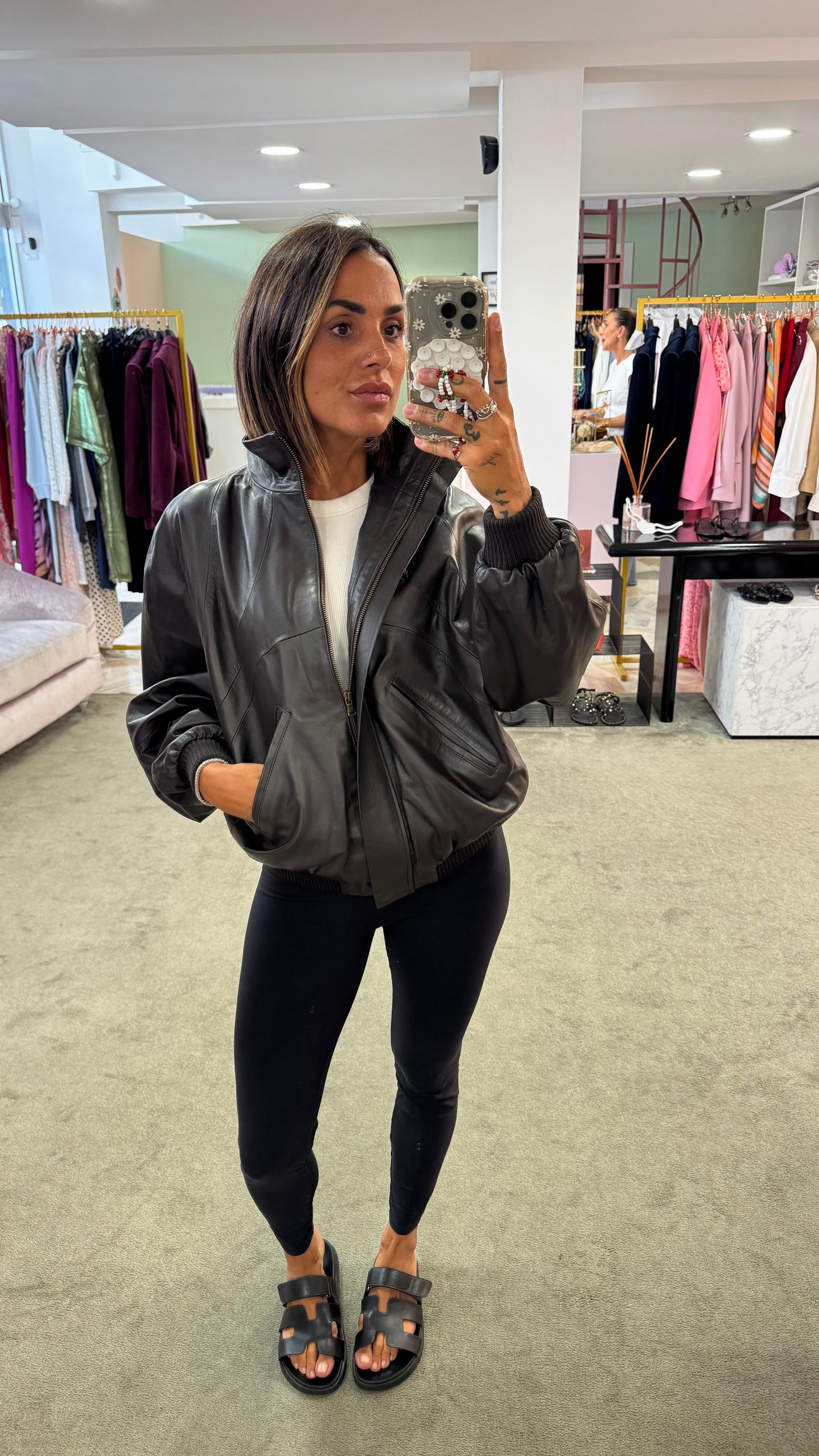 Giacca aviator testa di moro in pelle Actualee