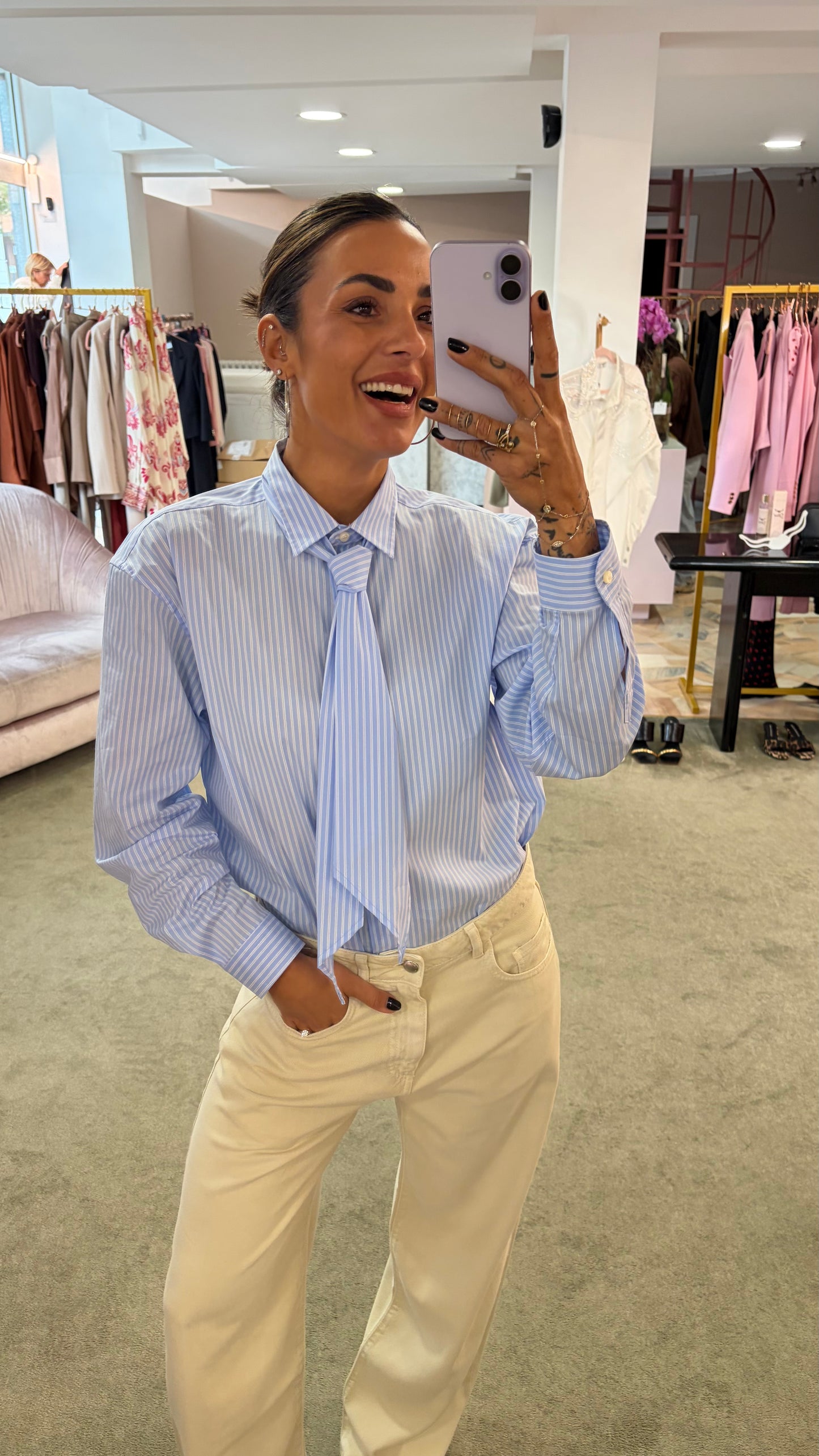 Cravatta celeste a righe Marsem