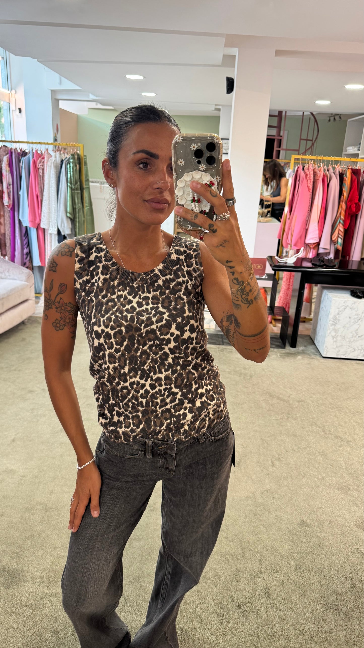 Canotta leopardata marrone sy