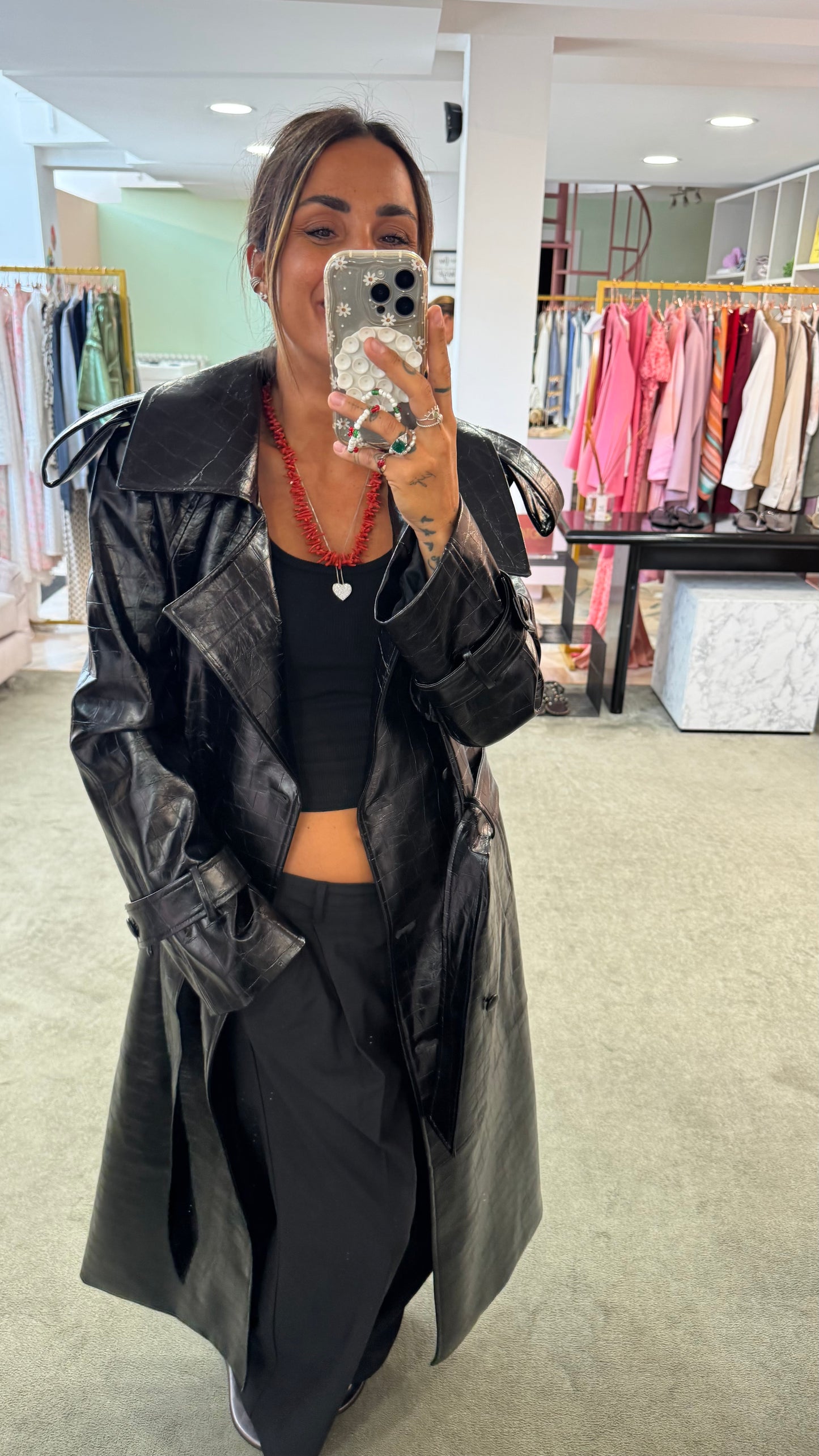 Trench lungo nero crocco Actualee