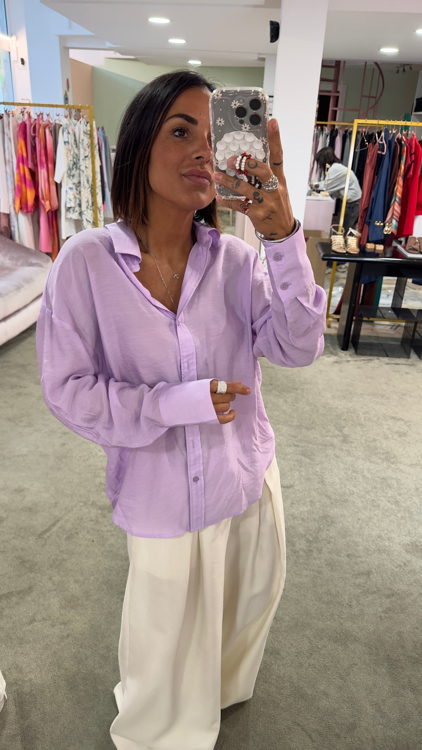 Camicia lilla in crepe ay