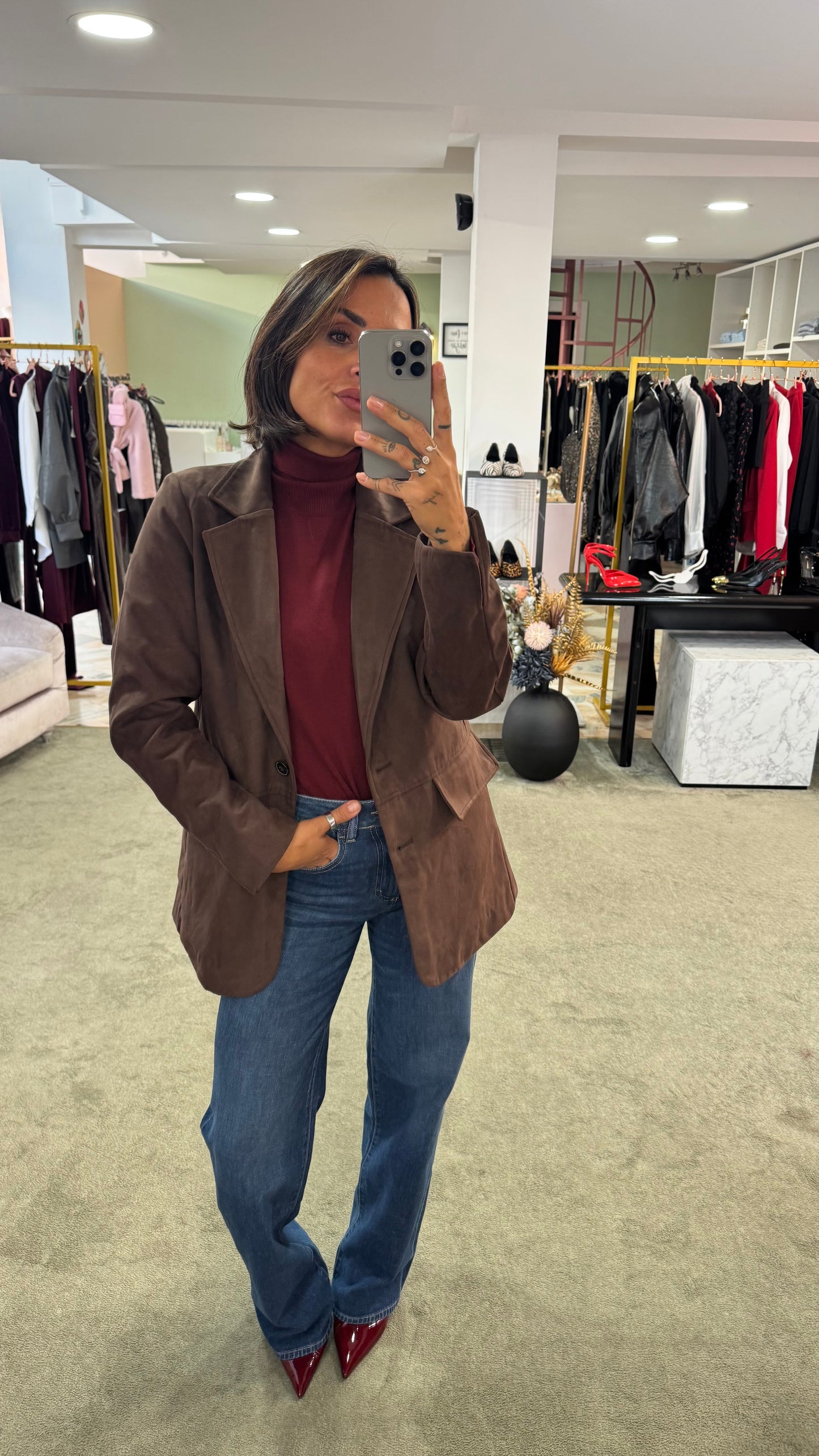 Blazer giacca scamosciata cioccolato sy