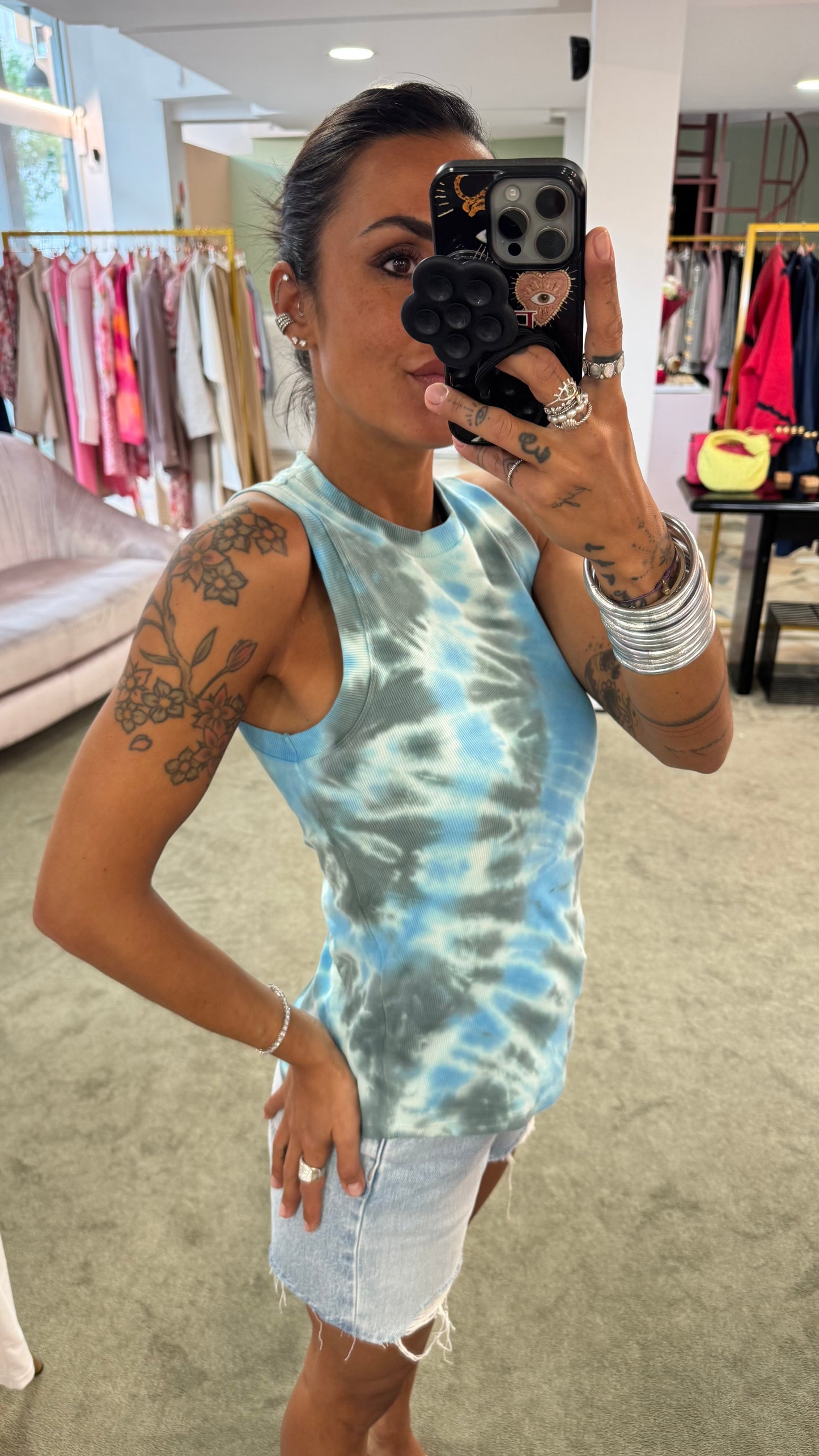 Canotta azzurra tie-dye Don't@me