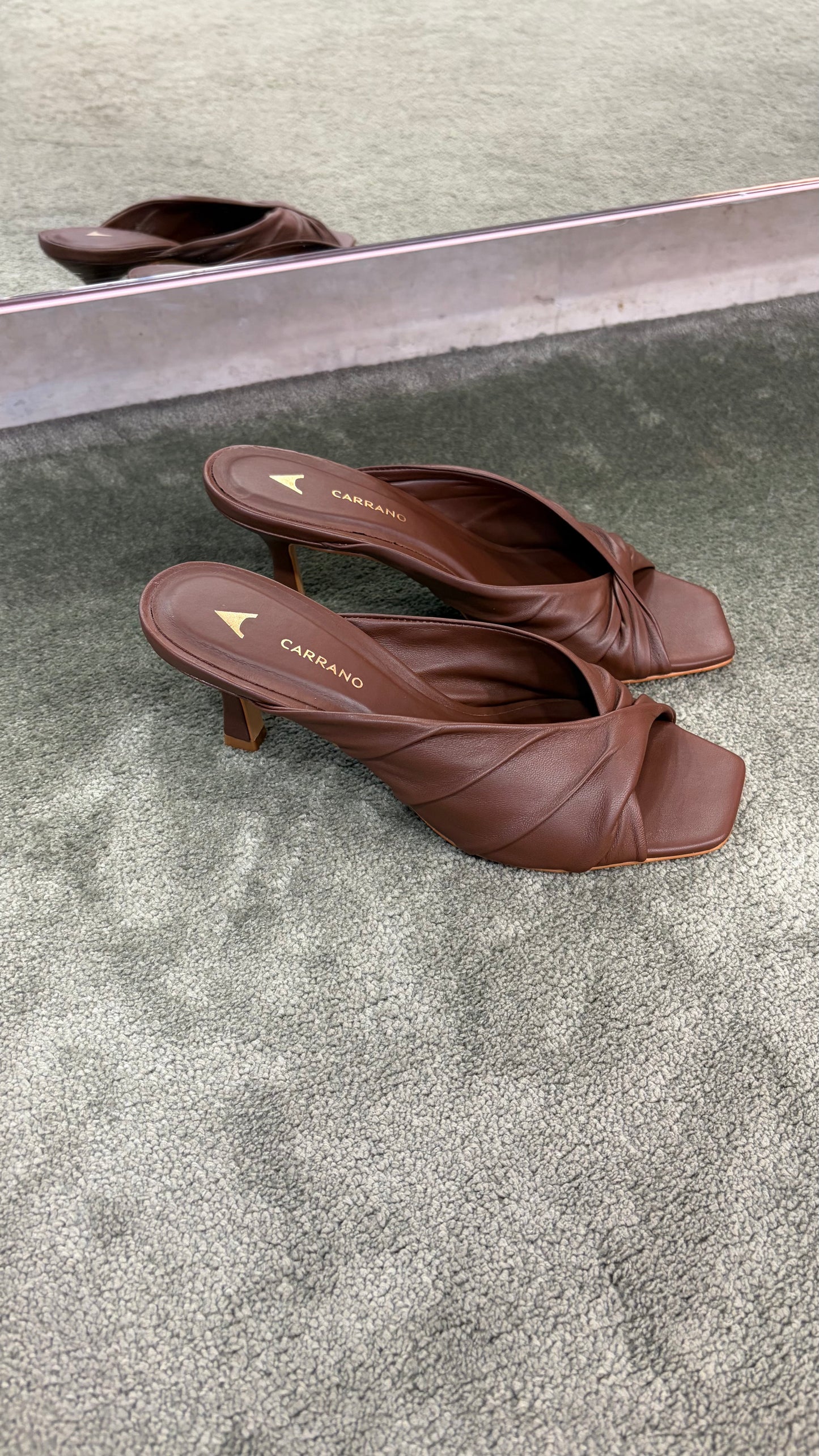 Ciabattina mules cioccolato con nodo