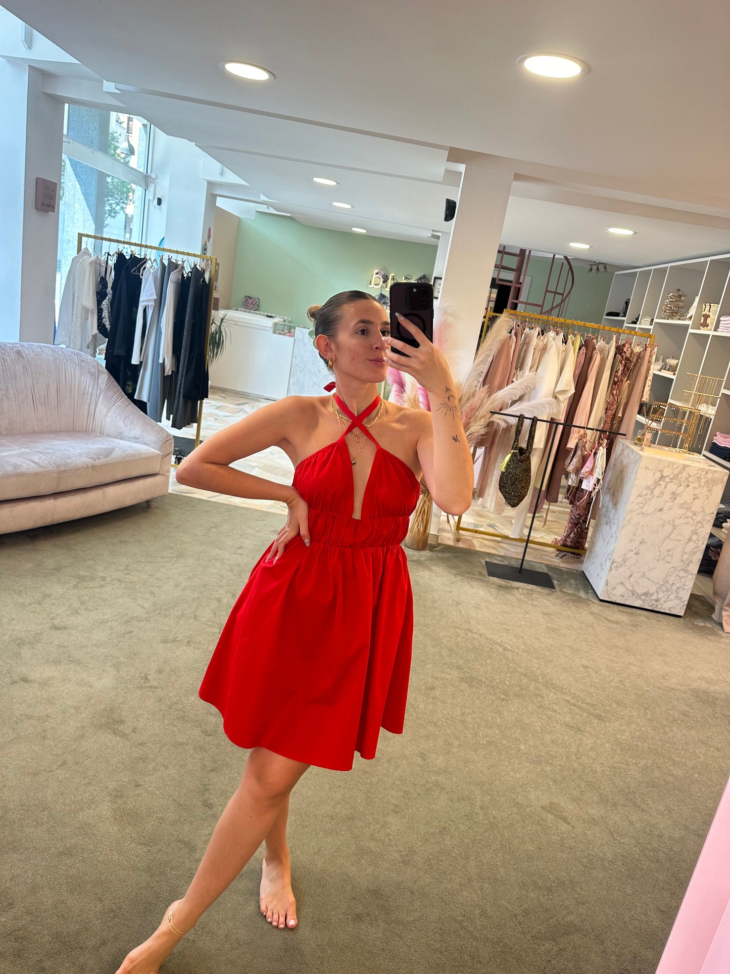 Abito rosso in cotone