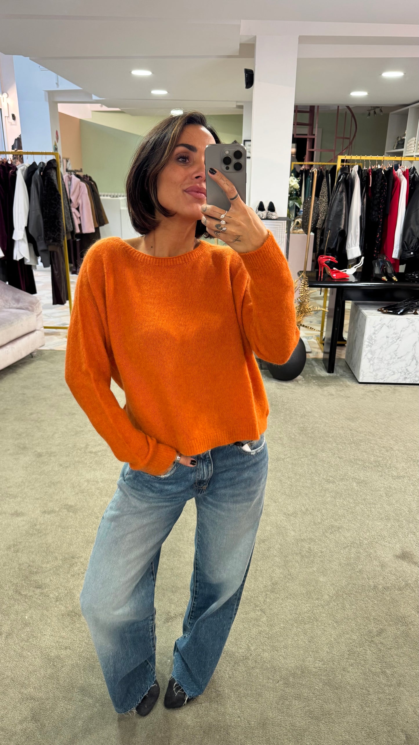 Maglione arancio terracotta girocollo lh