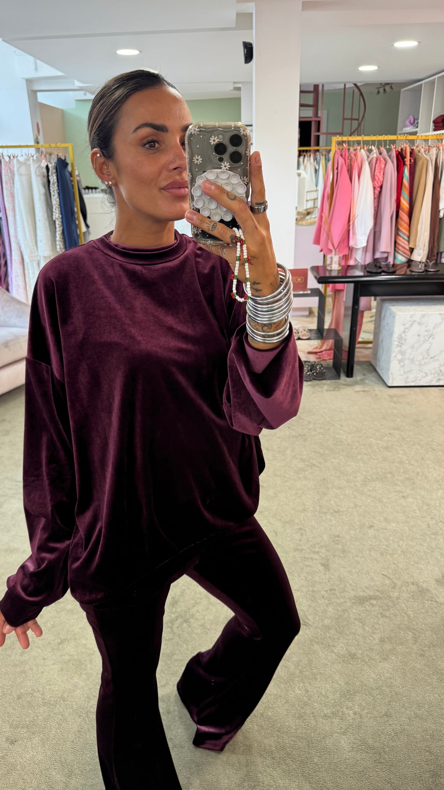 Pantaloni flare bordeaux in velluto Don't@Me
