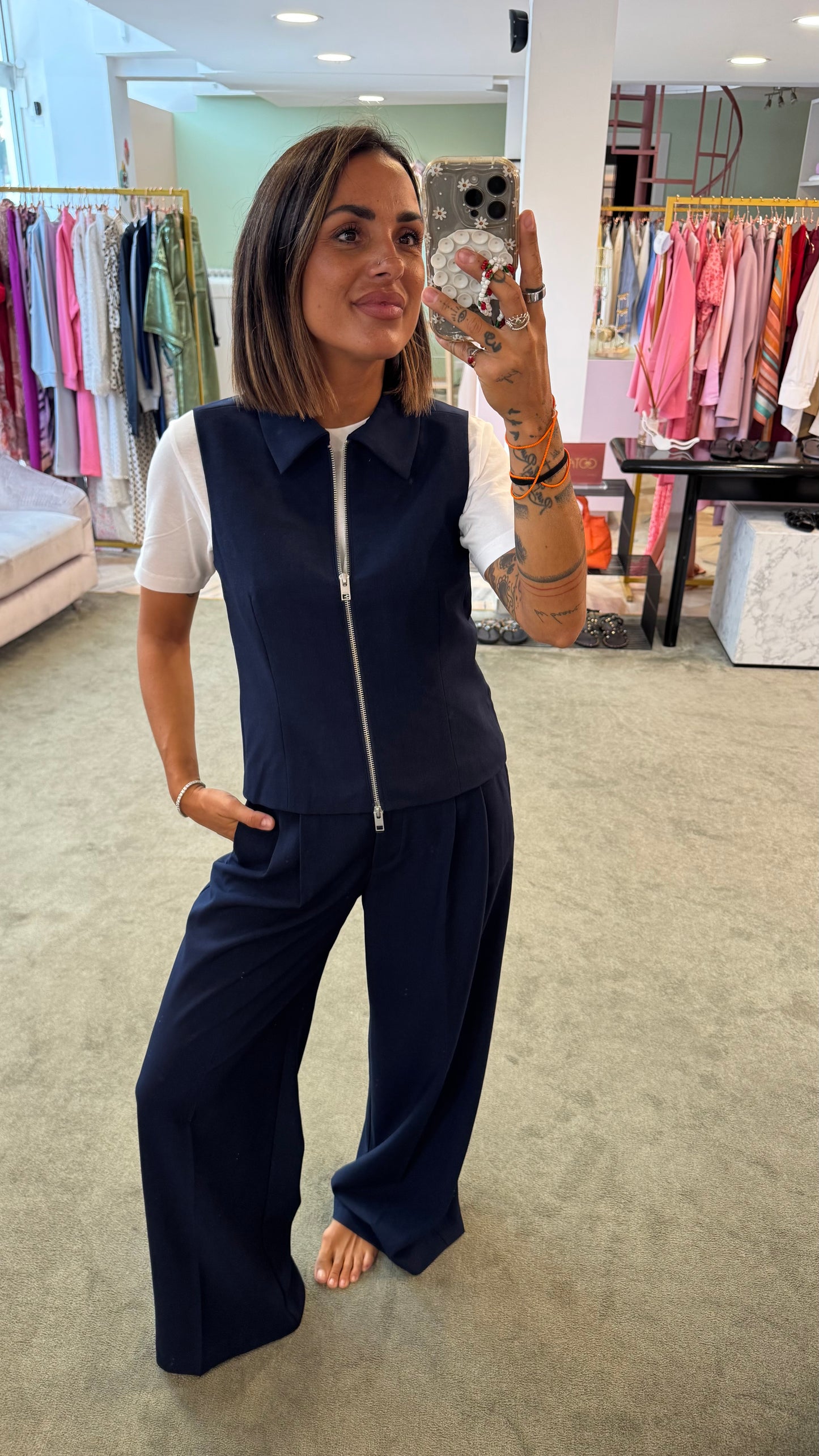 Gilet blu con zip jx