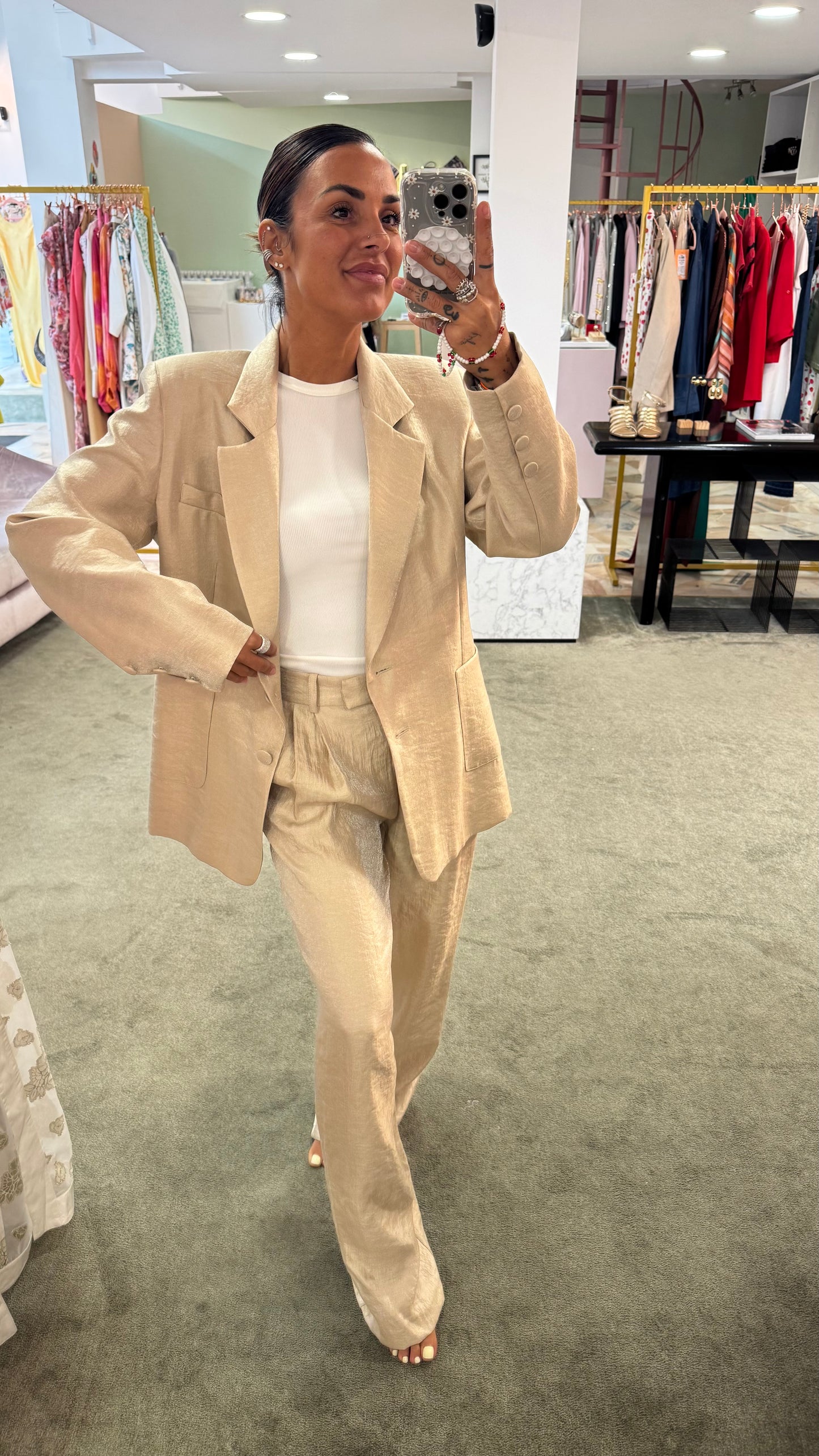 Blazer beige satin lucido Actualee