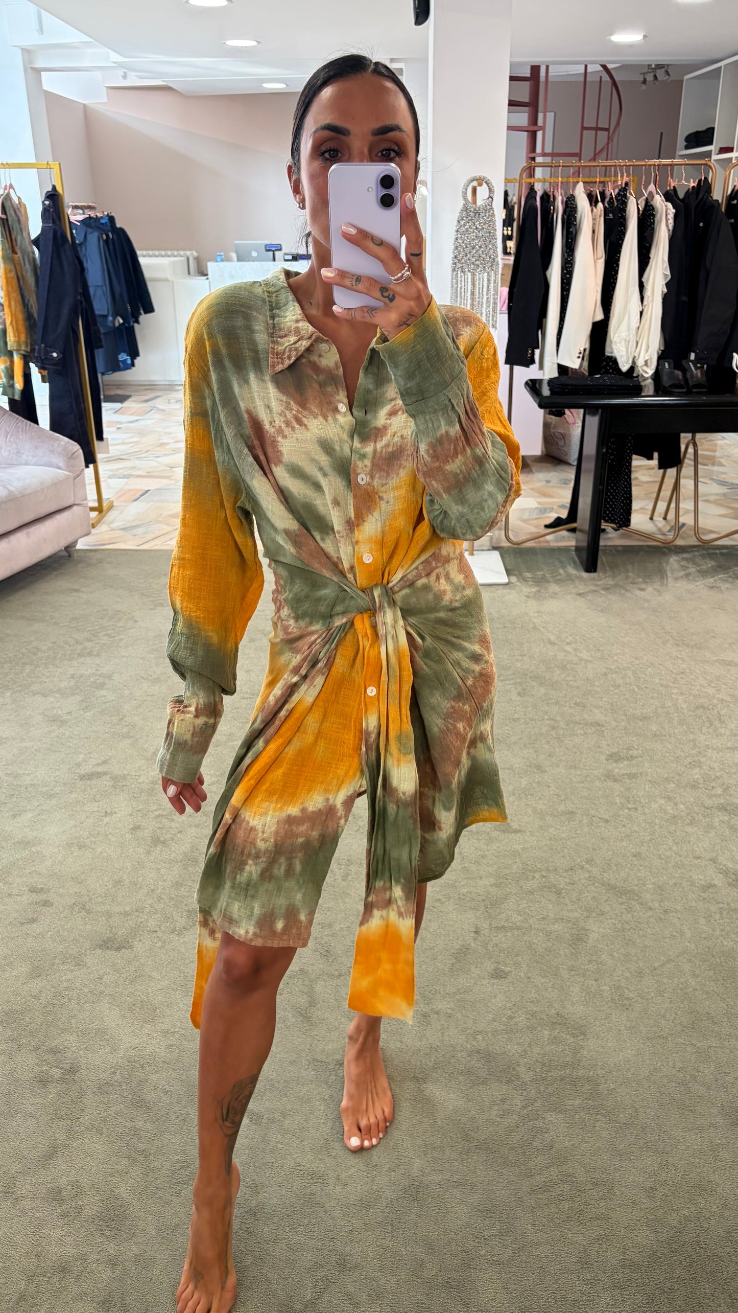 Abito giallo verde tie-dye in garza Don't@Me