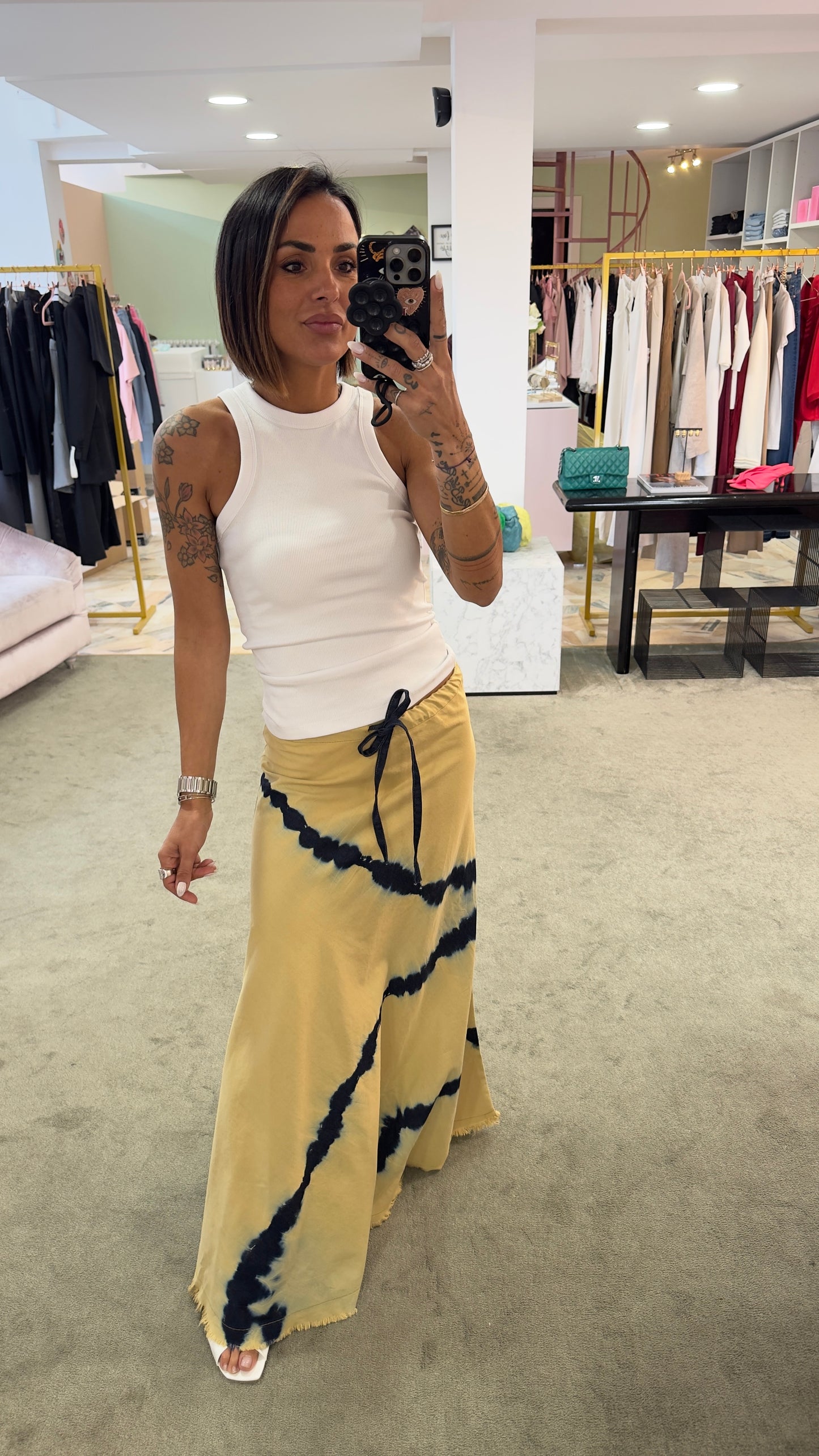Maxi gonna beige tie-dye Don't@me