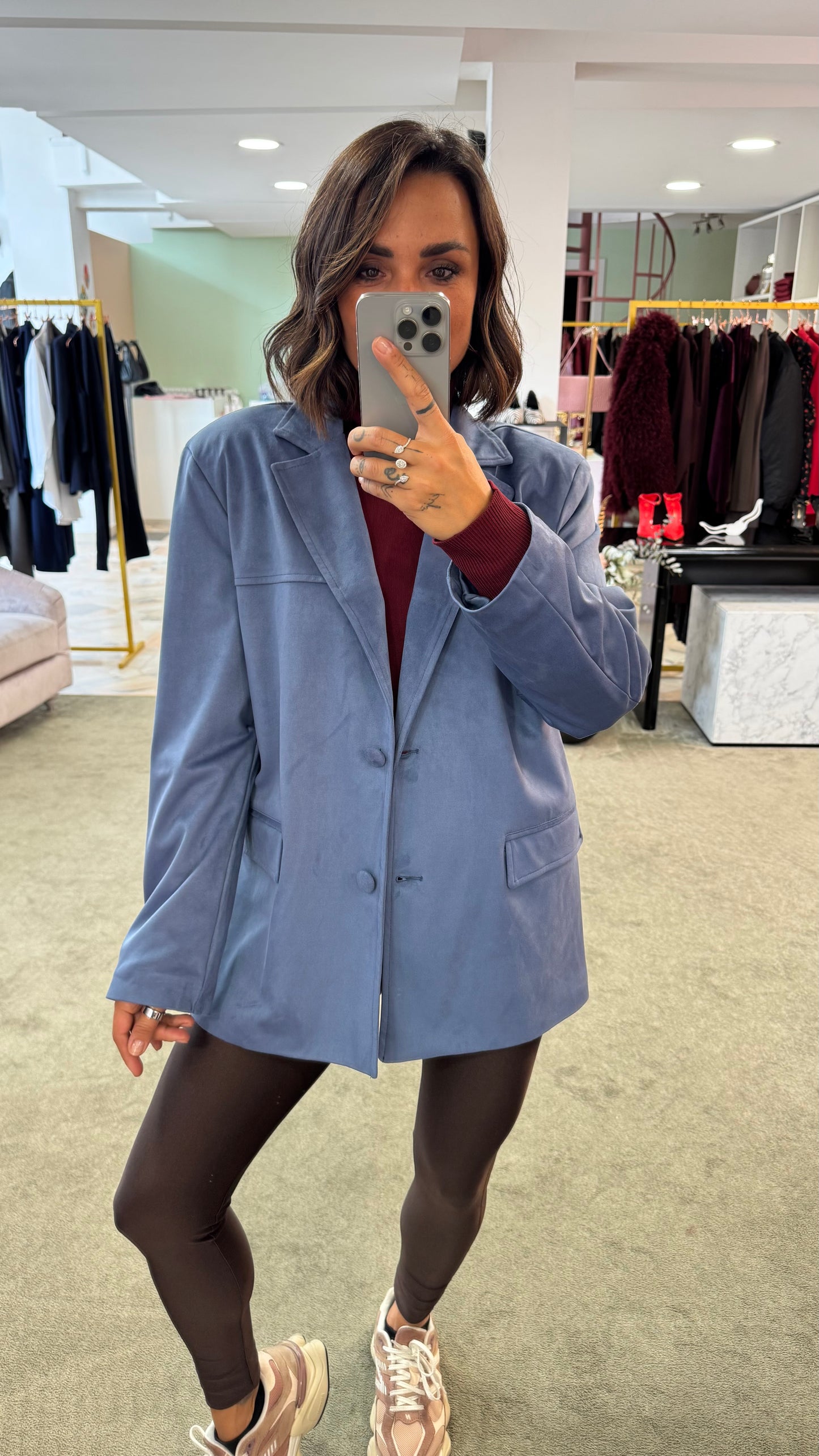 Blazer over celeste scamosciato ks