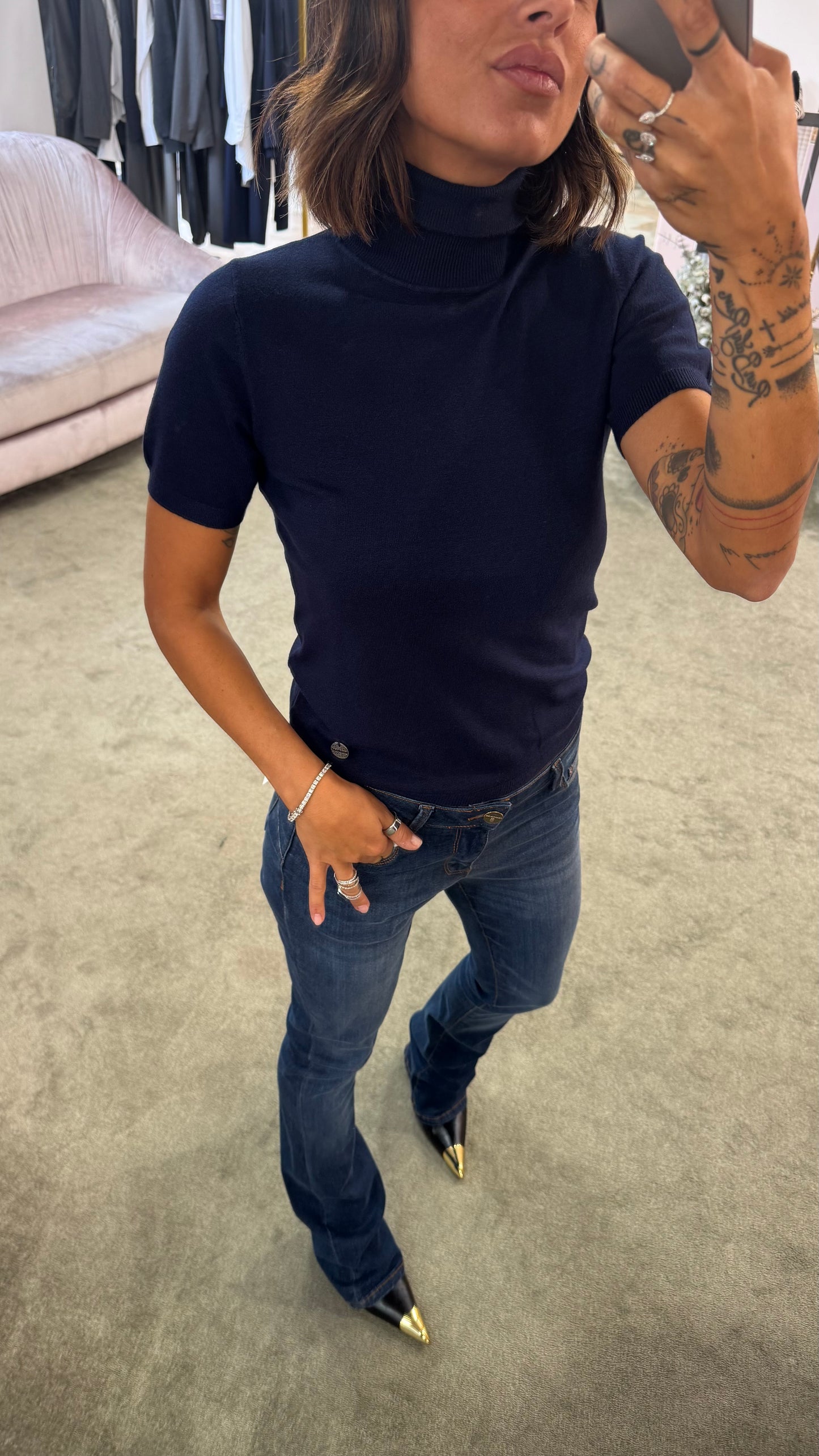 Dolcevita blu notte manica corta tk