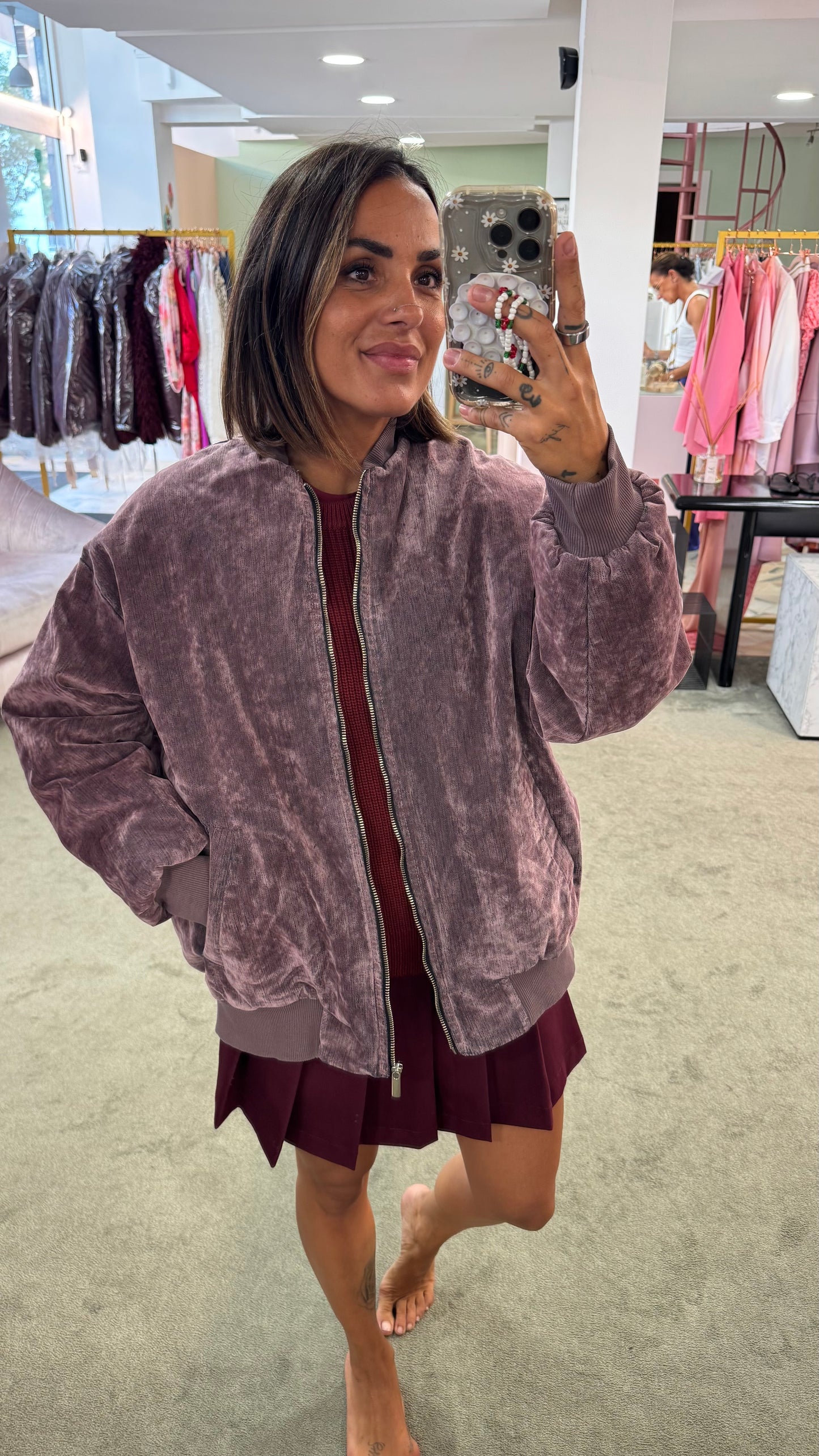 Bomber lilla in denim floccato Don't@Me