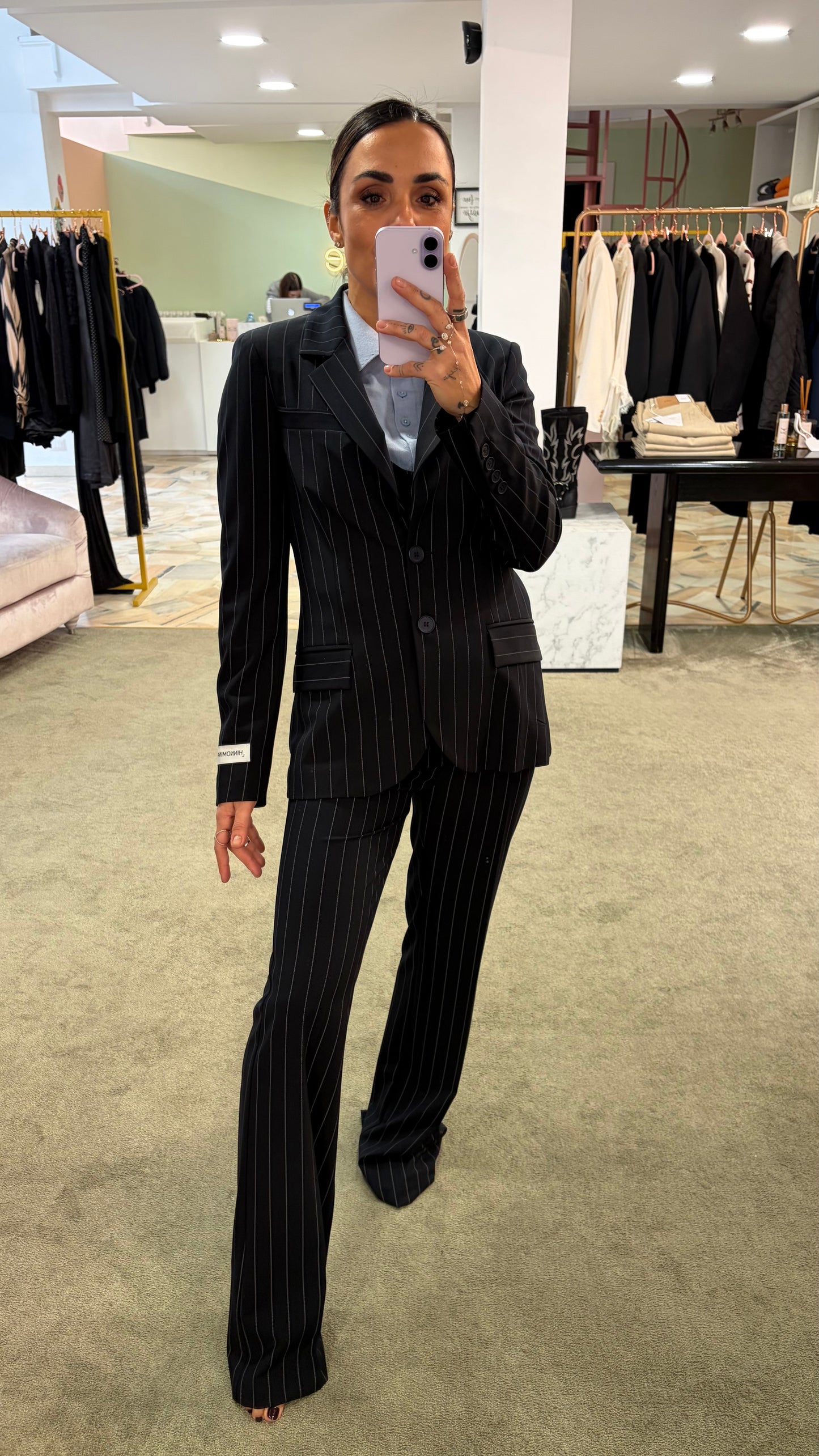 Blazer monopetto blu notte Hinnominate gessato