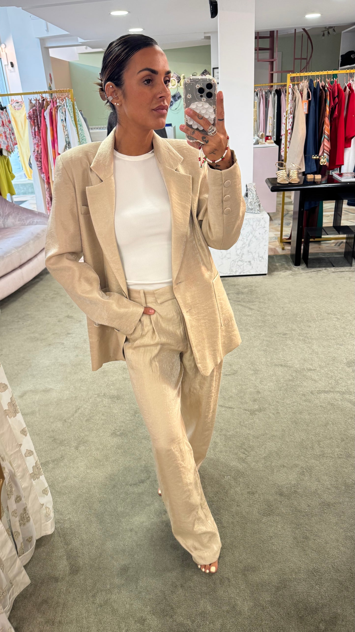 Blazer beige satin lucido Actualee